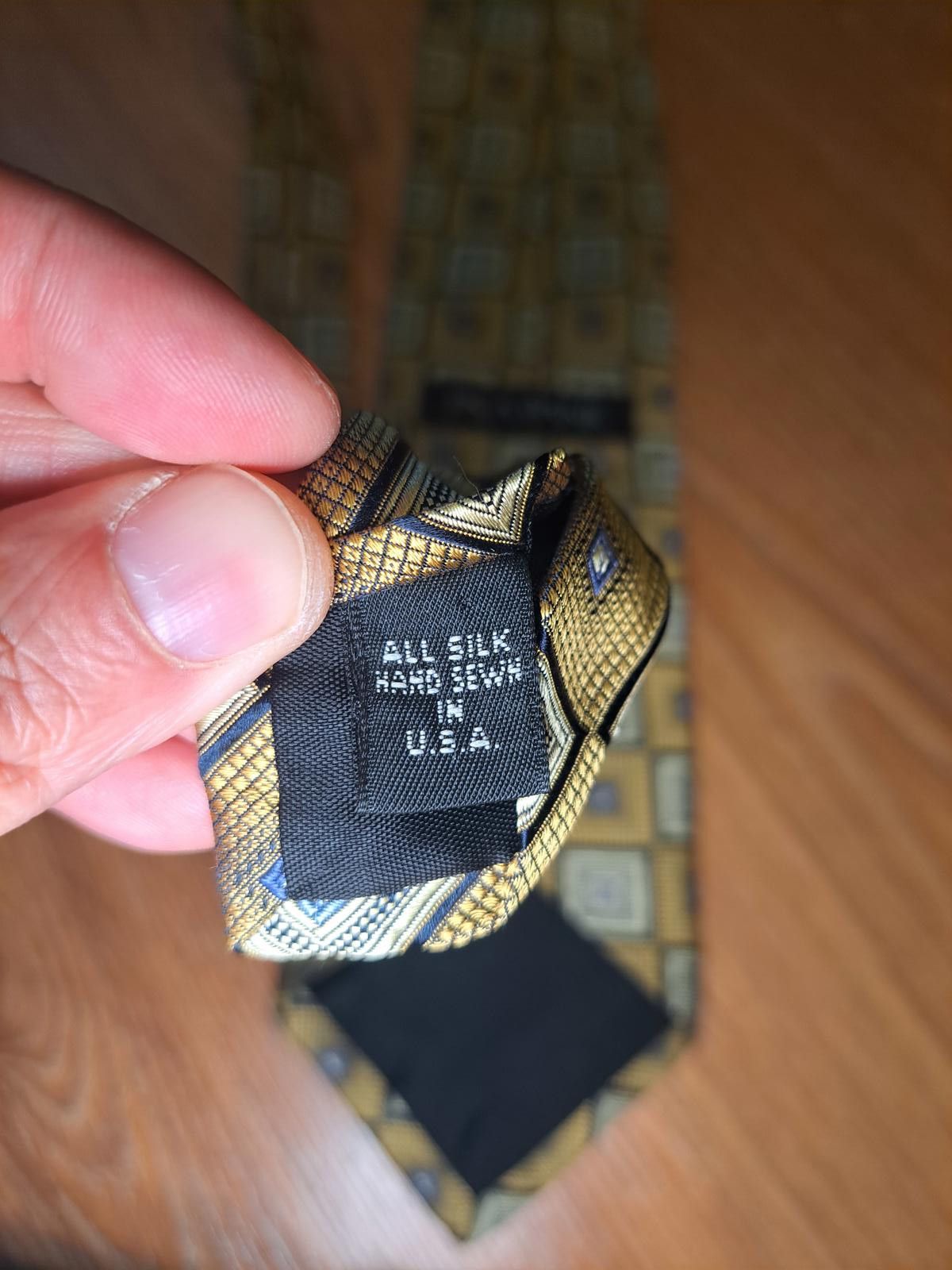 Jos. A. Bank VINTAGE Jos A Bank Silk Tie Gold Geometric Handmade Wide Size ONE SIZE - 3 Thumbnail