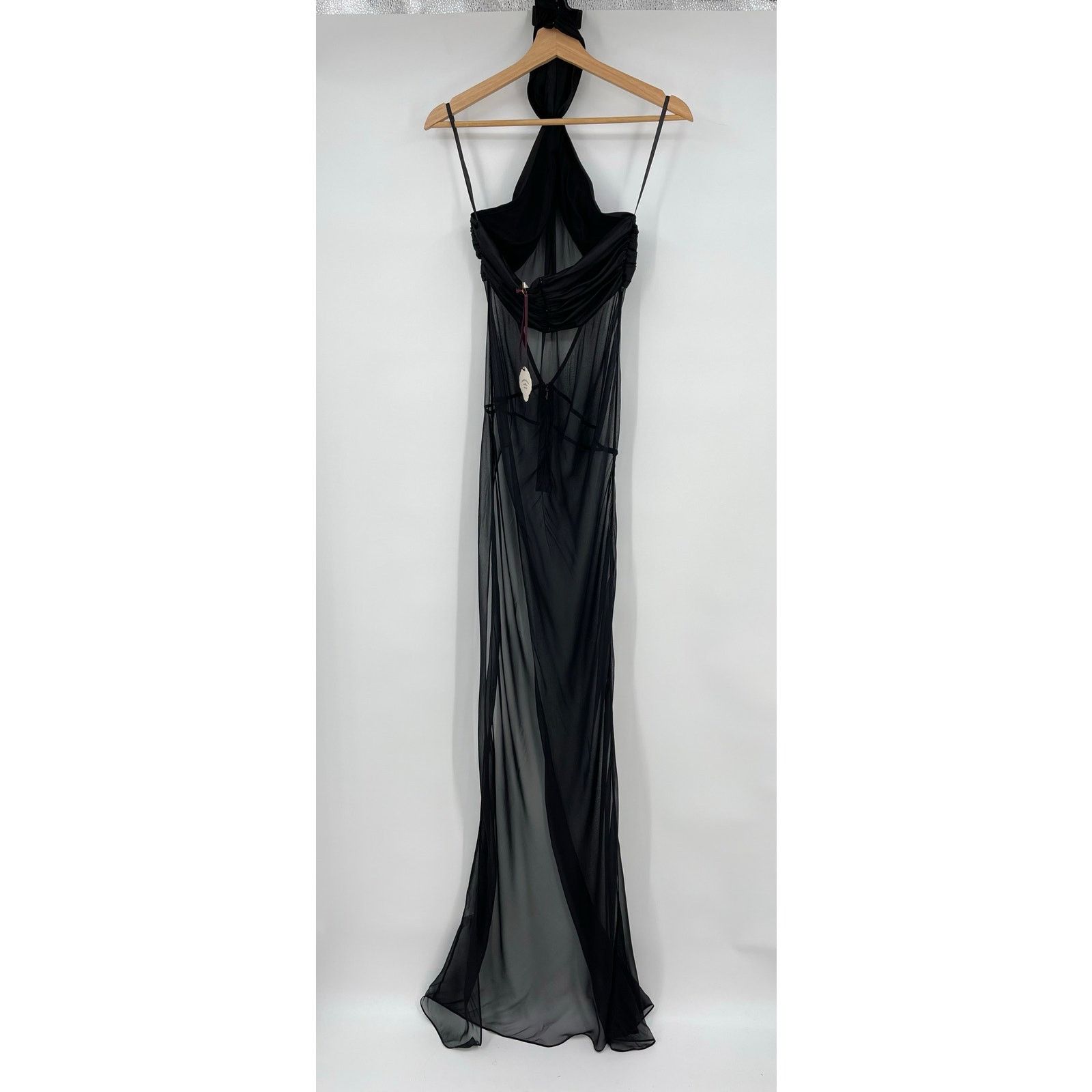 Mirror Palais Mirror Palais | NWT Bow Wrap Dress in Noir Black Silk XS Size XS / US 0-2 / IT 36-38 - 5 Thumbnail