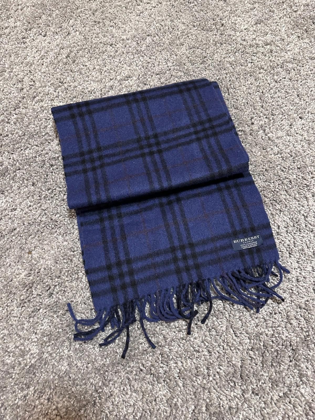 Burberry Burberry Nova Check Blue Cashmere Scarf Size ONE SIZE - 1 Thumbnail