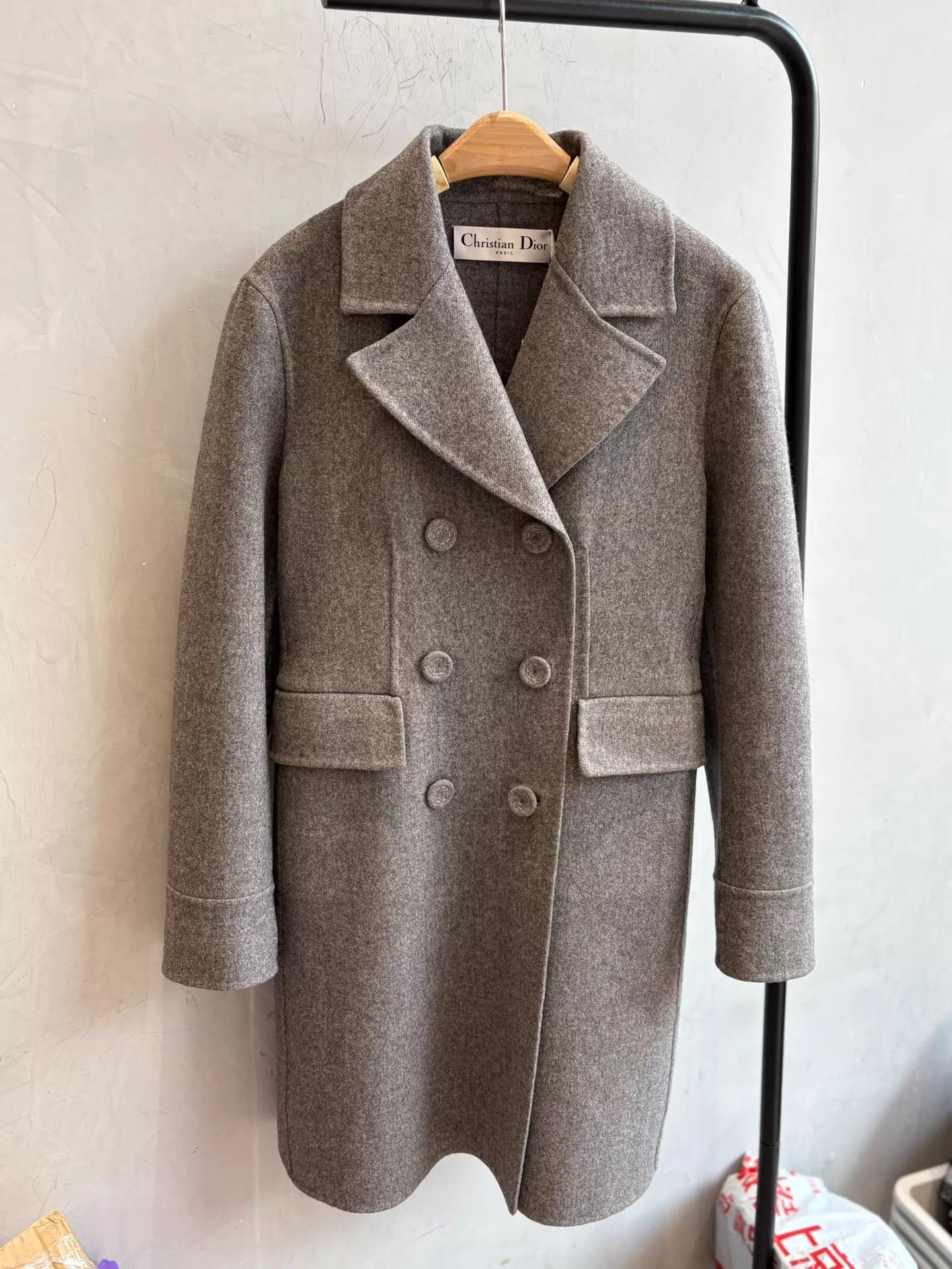 Dior Dior Light Gray Cinched Wool Rabbit Midi Deadstock 38 Size S / US 4 / IT 40 - 1 Thumbnail