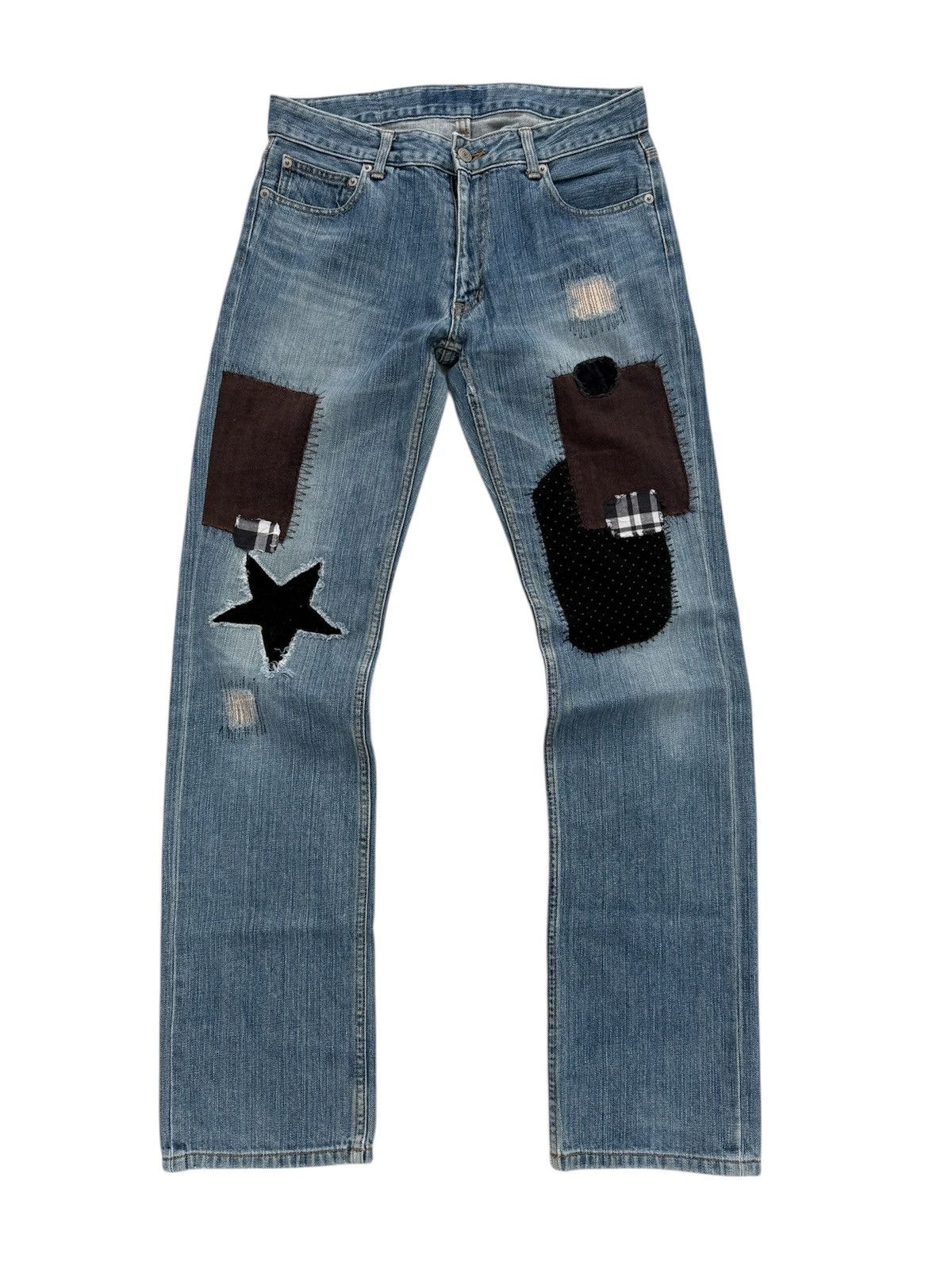 Hysteric Glamour E HYPHEN WORLD GALLERY PATCHWORK STYLE JEANS Size 31" - 1 Thumbnail