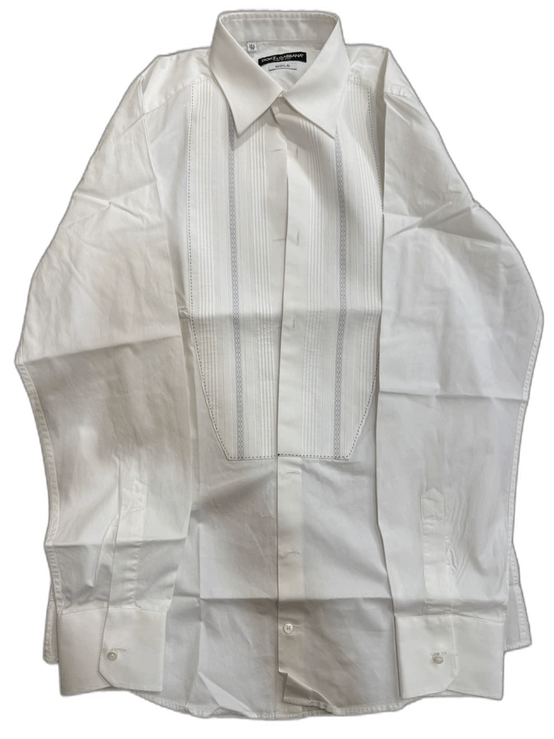 Dolce & Gabbana D&G Men's White Dress Shirt with Pleats Size US M / EU 48-50 / 2 - 1 Thumbnail