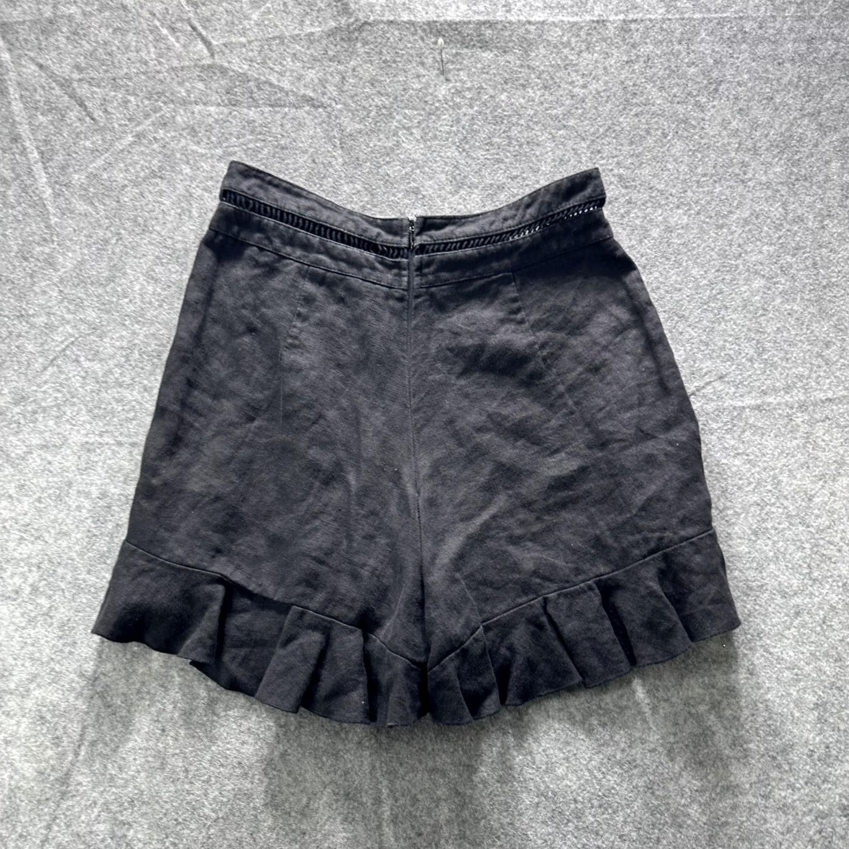 Karina Grimaldi Karina Grimaldi Shorts Womens M Black Ruffle Hem Lace Trim Chino Dressy Casual Party/Cocktail Summer Size 32" / US 10 / IT 46 - 7 Thumbnail