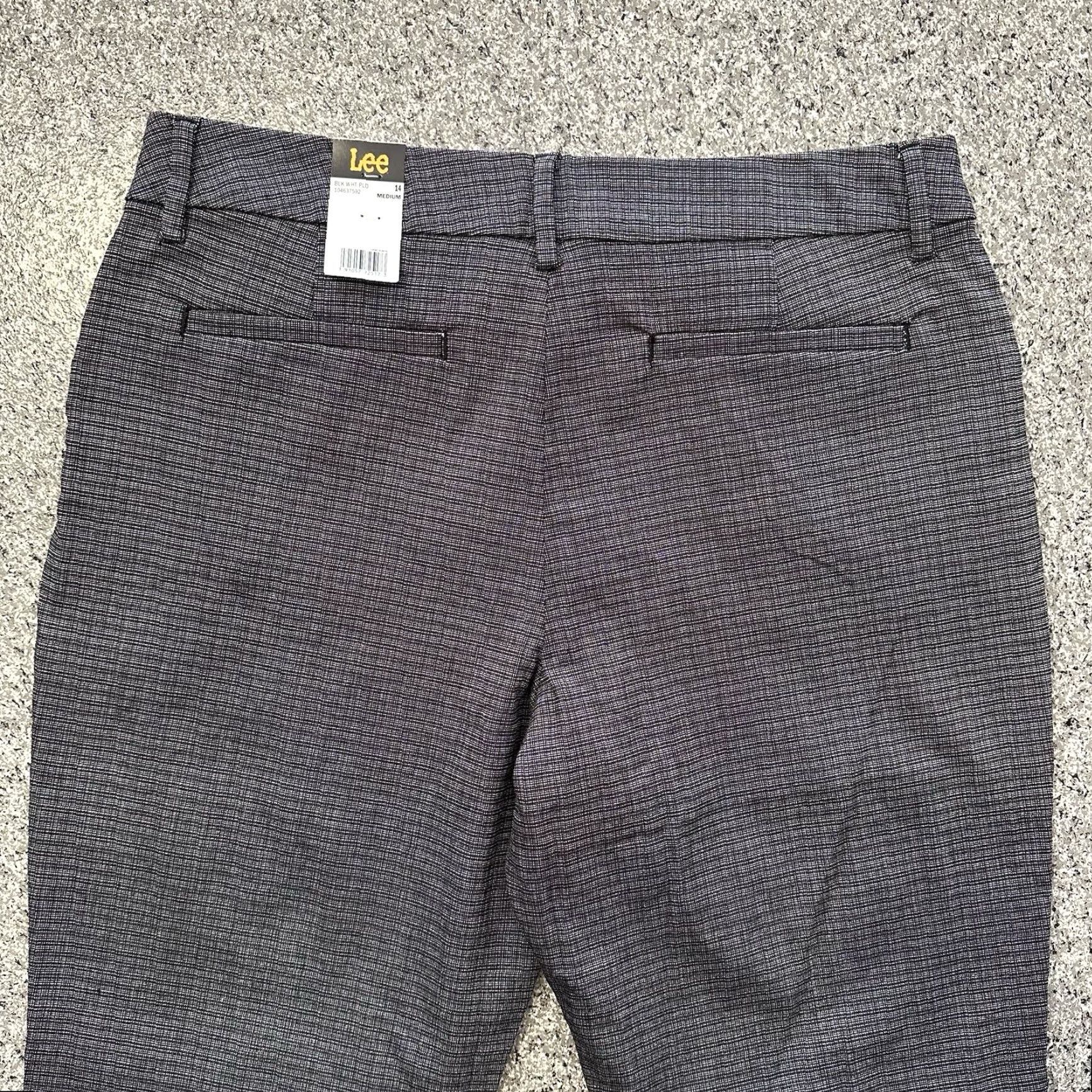 Lee Lee Pants Womens 14 33x31 Straight Mid Rise Wrinkle Free Plaid Black Stretch Pants Size 24" / US 00 / IT 34 - 5 Thumbnail