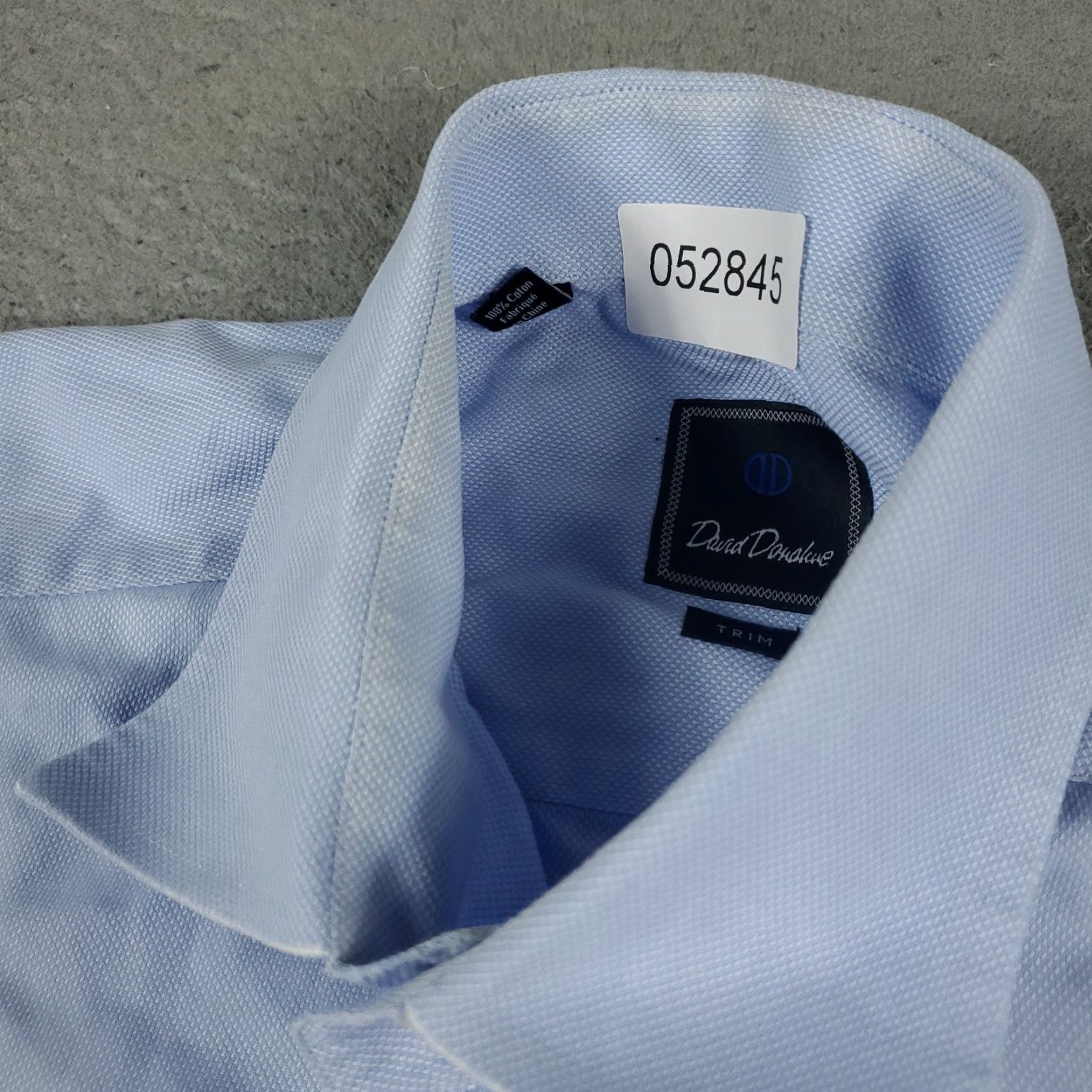 David Donahue David Donahue Dress Shirt Mens Size 17 Blue Button-Up Long Sleeve Solid Non-Iron Modern American Size 46R - 3 Thumbnail