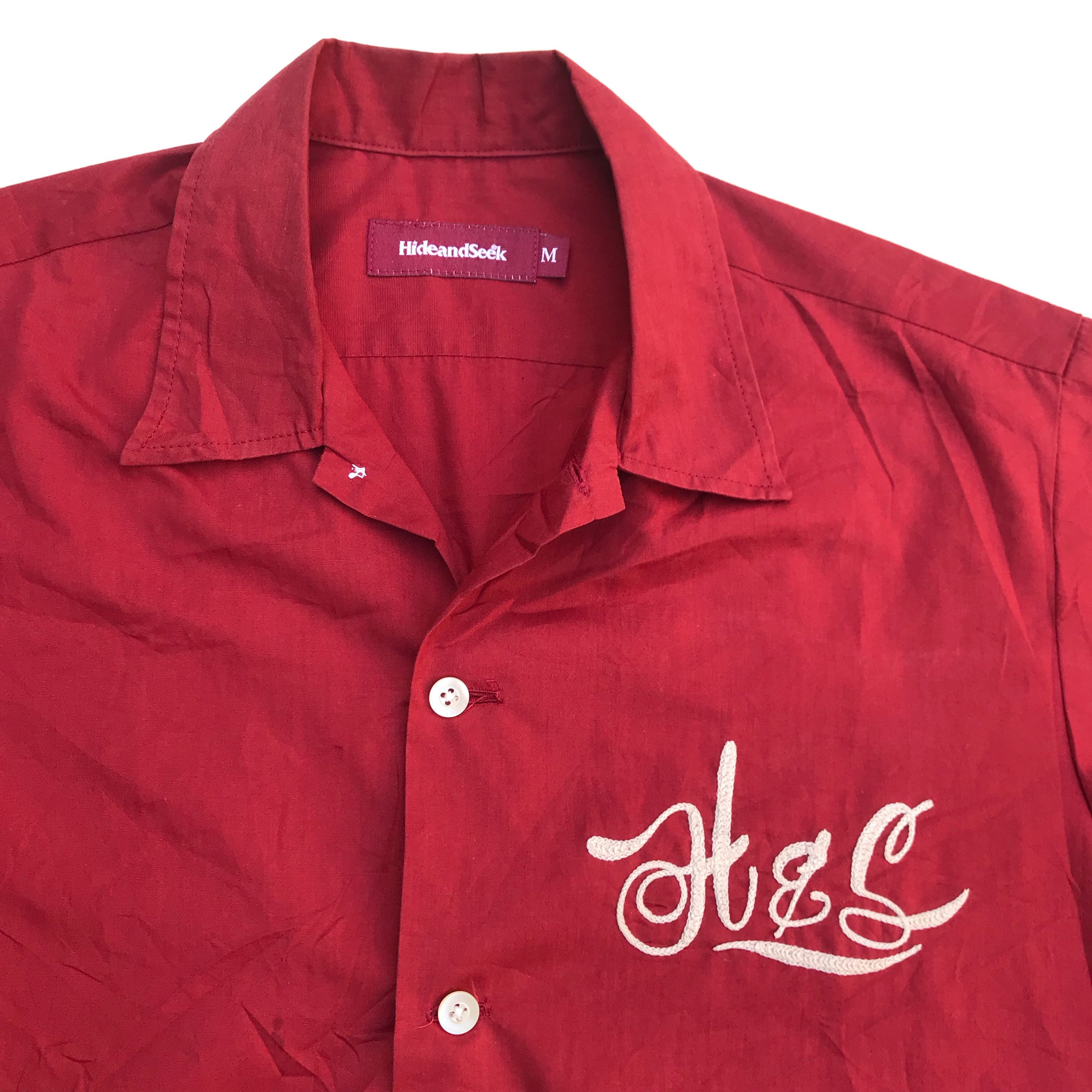 Japanese Brand Hide and seek japan Open Colar red shirt short sleeves shirt Size US M / EU 48-50 / 2 - 9 Thumbnail
