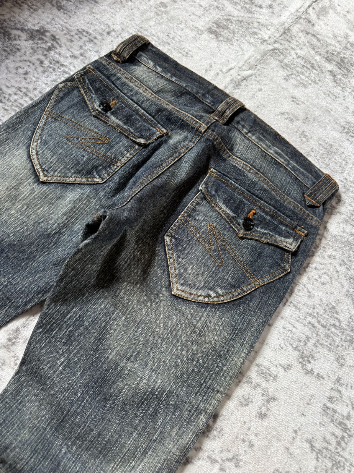 In The Attic In The Attic Japan Mud Earthy Wash Paneled Gun Pocket Jeans Size US 30 / EU 46 - 16 Thumbnail