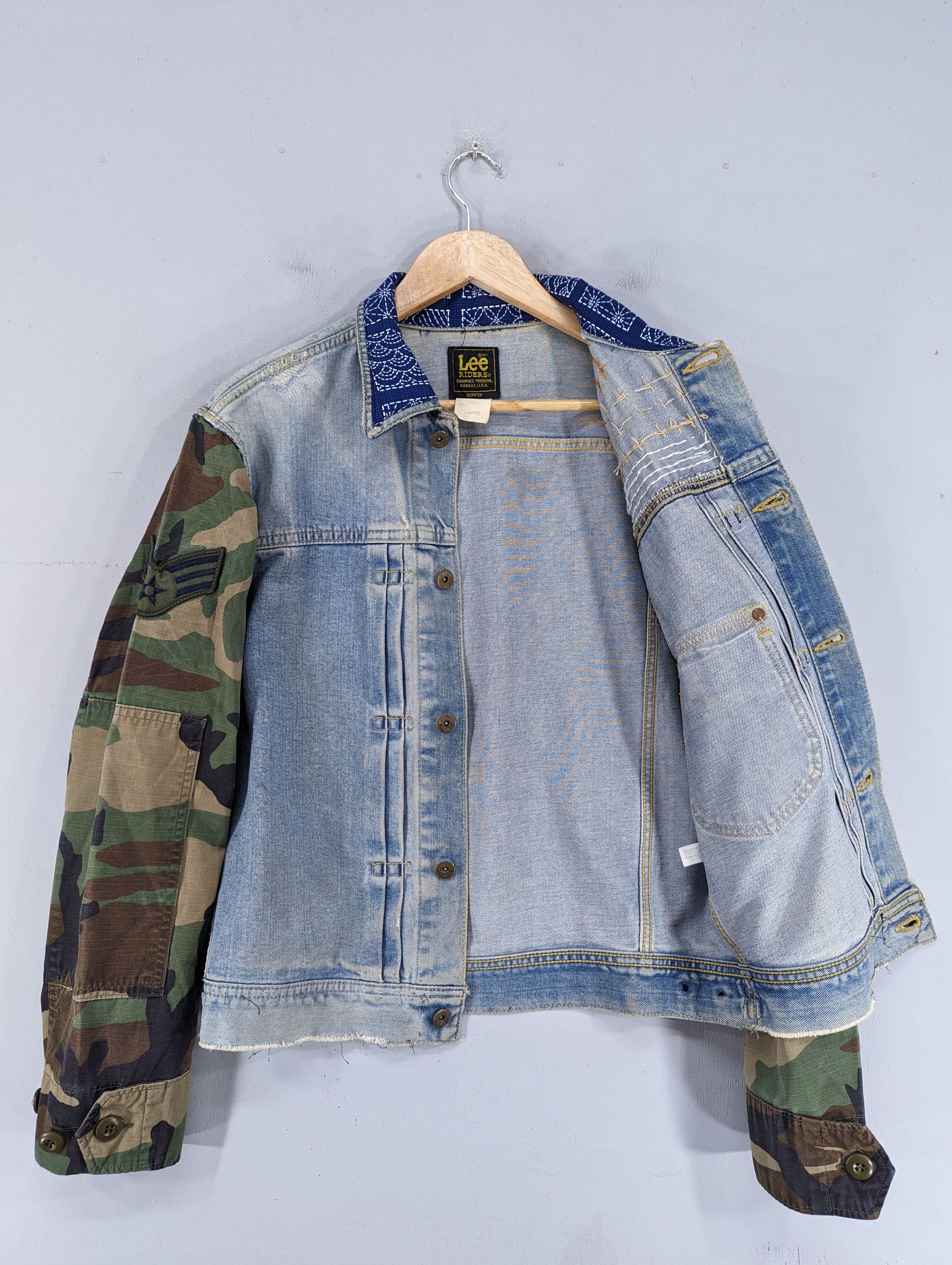 Lee 🔥1 Of 1 Custom Lee X Army Sleeve Denim Jacket Distressed Size US M / EU 48-50 / 2 - 16 Thumbnail