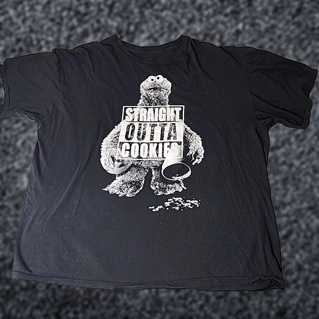 Thrasher Sesame Street Shirt Mens XL Black Cookie Monster Vintage Y2K thrashed Size US XL / EU 56 / 4 - 1 Thumbnail