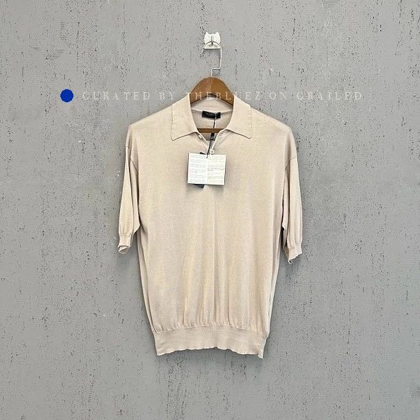 Prada Knit Polo Shirt in Beige Size US S / EU 44-46 / 1 - 1 Thumbnail