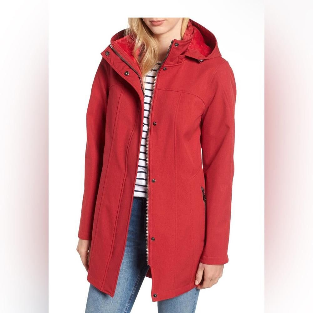 Designer Kristen Blake Red Tech hooded Trench Coat size Large Size L / US 10 / IT 46 - 1 Thumbnail