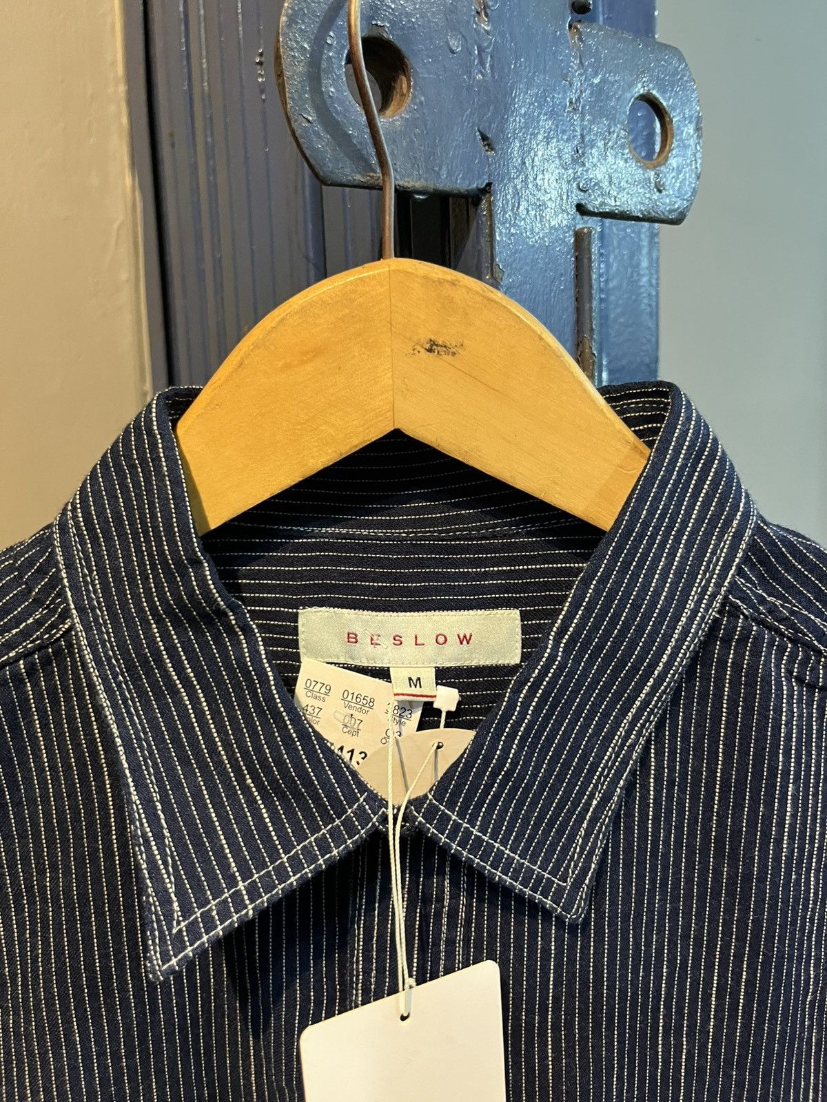 Japanese Brand Beslow stripe work crop shirt Size US M / EU 48-50 / 2 - 4 Thumbnail