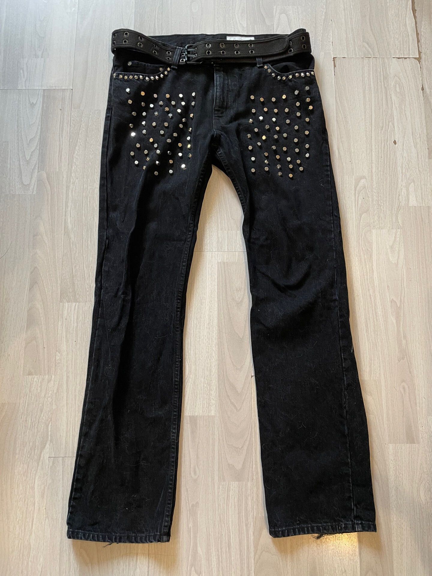 Siberia Hills black studded straight-leg denim pants Size US 32 / EU 48 - 1 Thumbnail