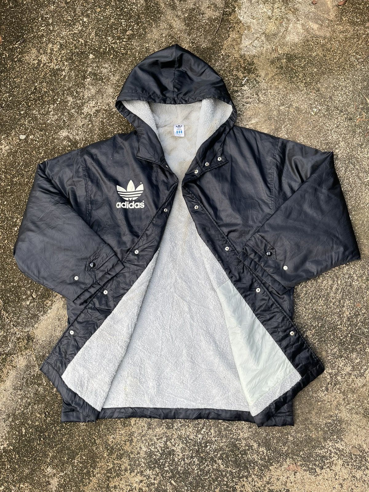Adidas Vintage Adidas Trefoil Hooded Coach Jacket (Fleece-Lined) Size US L / EU 52-54 / 3 - 15 Thumbnail