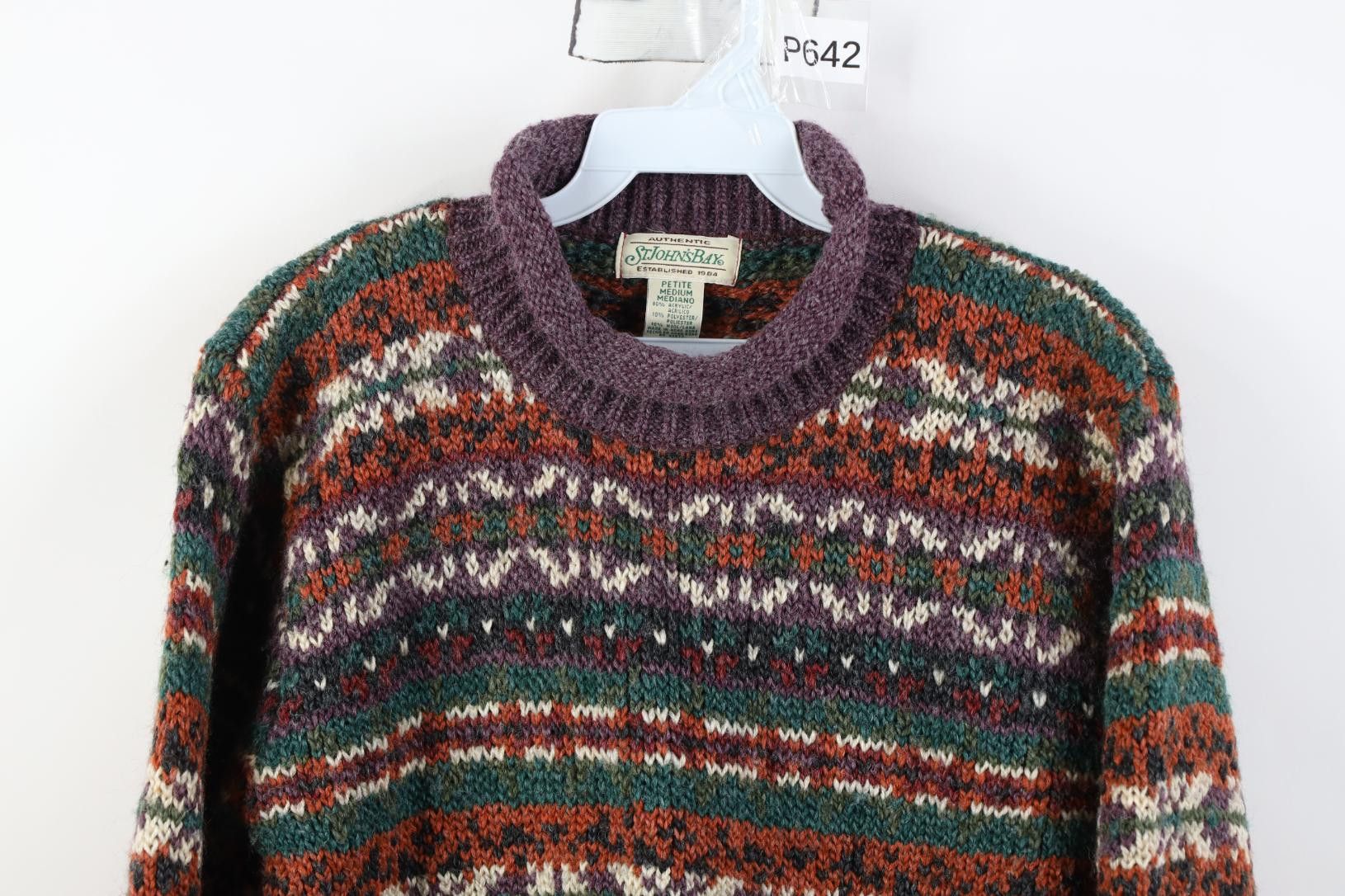 Vintage Vintage 90s Wool Blend Marled Knit Fair Isle Sweater Size M / US 6-8 / IT 42-44 - 2 Thumbnail