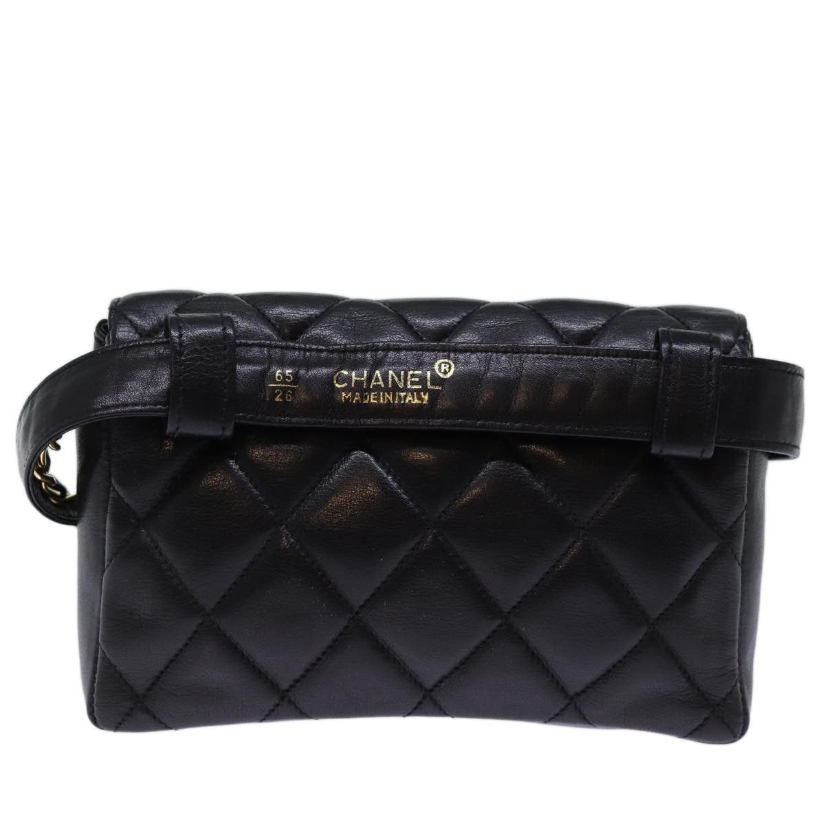 Chanel CHANEL Matelasse Turn Lock Waist Bag Leather Black CC Size ONE SIZE - 2 Thumbnail