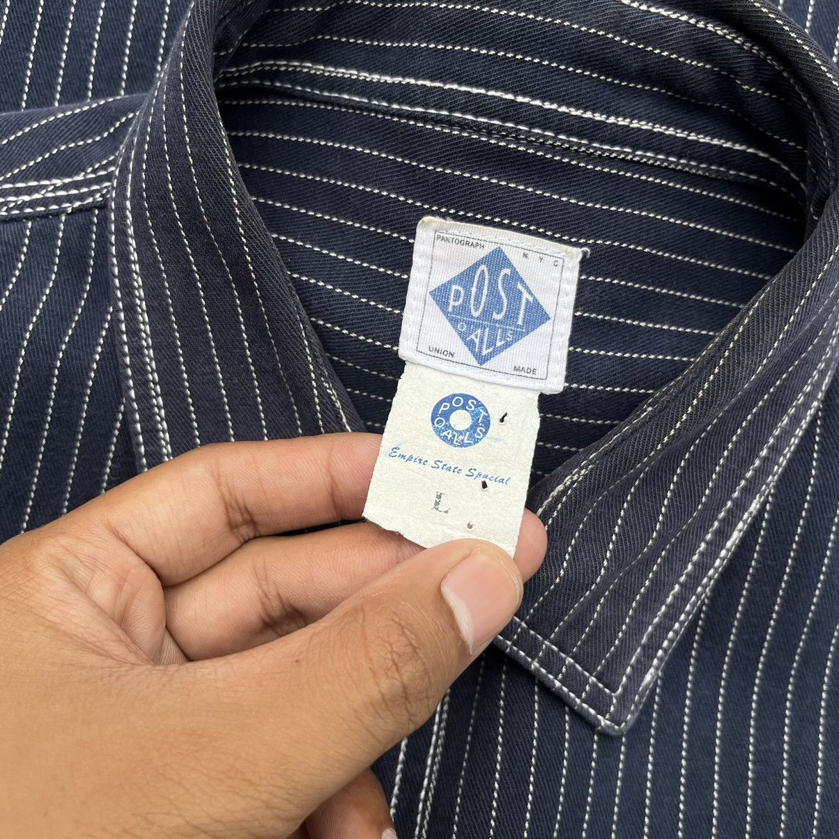 Japanese Brand × Post Overalls Post O'alls Pantograph NYC UNION MADE Hickory Shirt Size US L / EU 52-54 / 3 - 7 Thumbnail