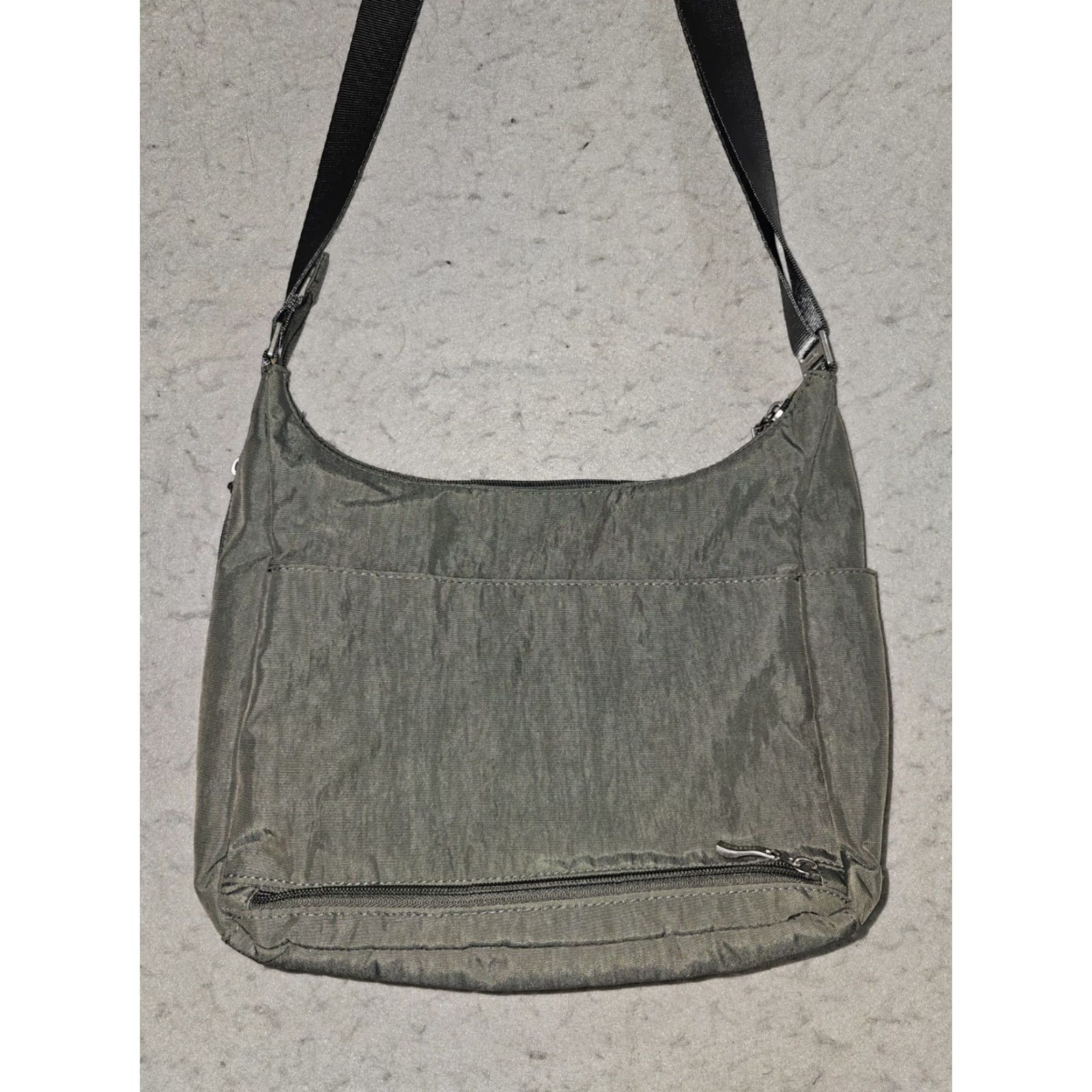 Vintage Baggallini Crossbody Bag Medium Gray Leopard Print & Yellow Purse Signature Everyplace Size ONE SIZE - 6 Thumbnail