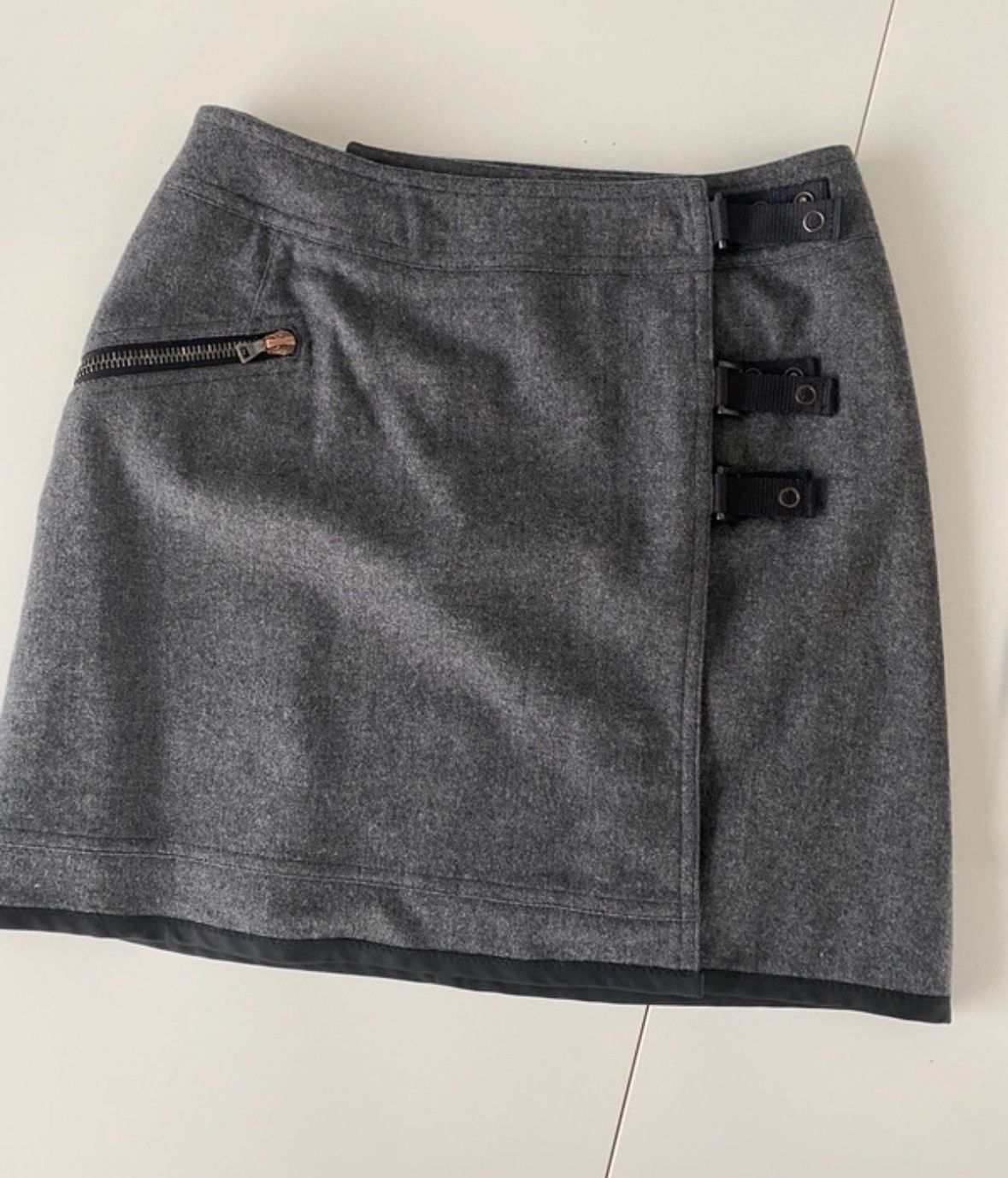 PRADA Wool Zip Skirt 40 Prada Made In Italy Cotton Wool Linen