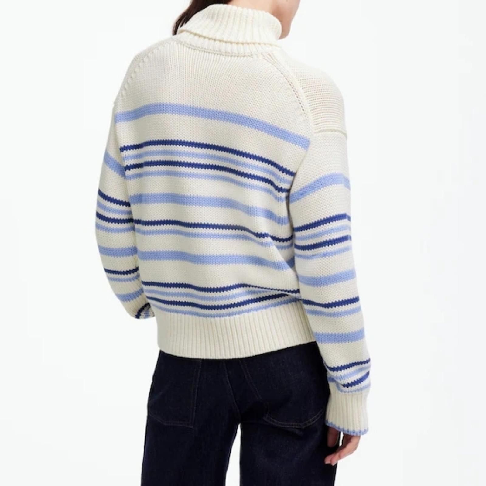 Madewell Madewell Ribbed Cotton Turtleneck Sweater in Stripe Size XL / US 12-14 / IT 48-50 - 10 Thumbnail