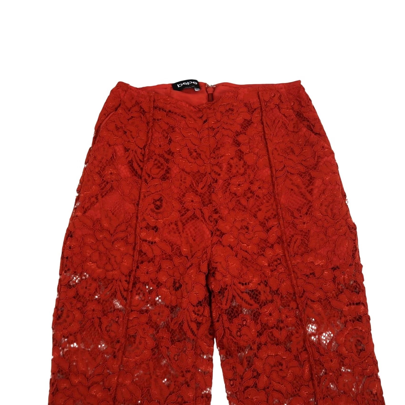Bebe Bebe Orange Lace Flare Pants Women 0 Regular Inseam 32 Floral Bohemian Party/Cocktail Size 25" / US 0 / IT 36 - 3 Thumbnail