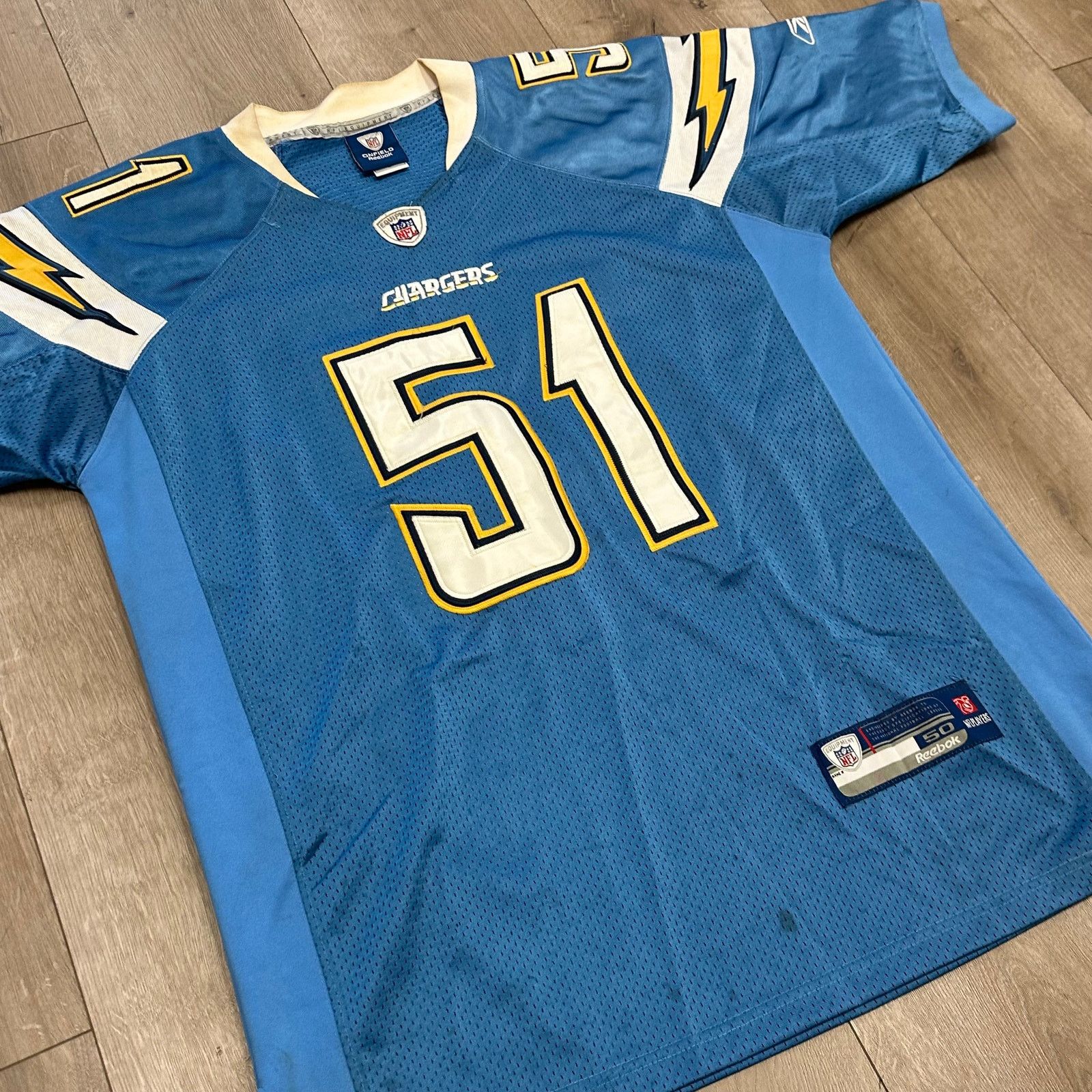 Reebok Vintage Reebok NFL San Diego Chargers Spikes 51 Blue Jersey Size US XL / EU 56 / 4 - 2 Thumbnail