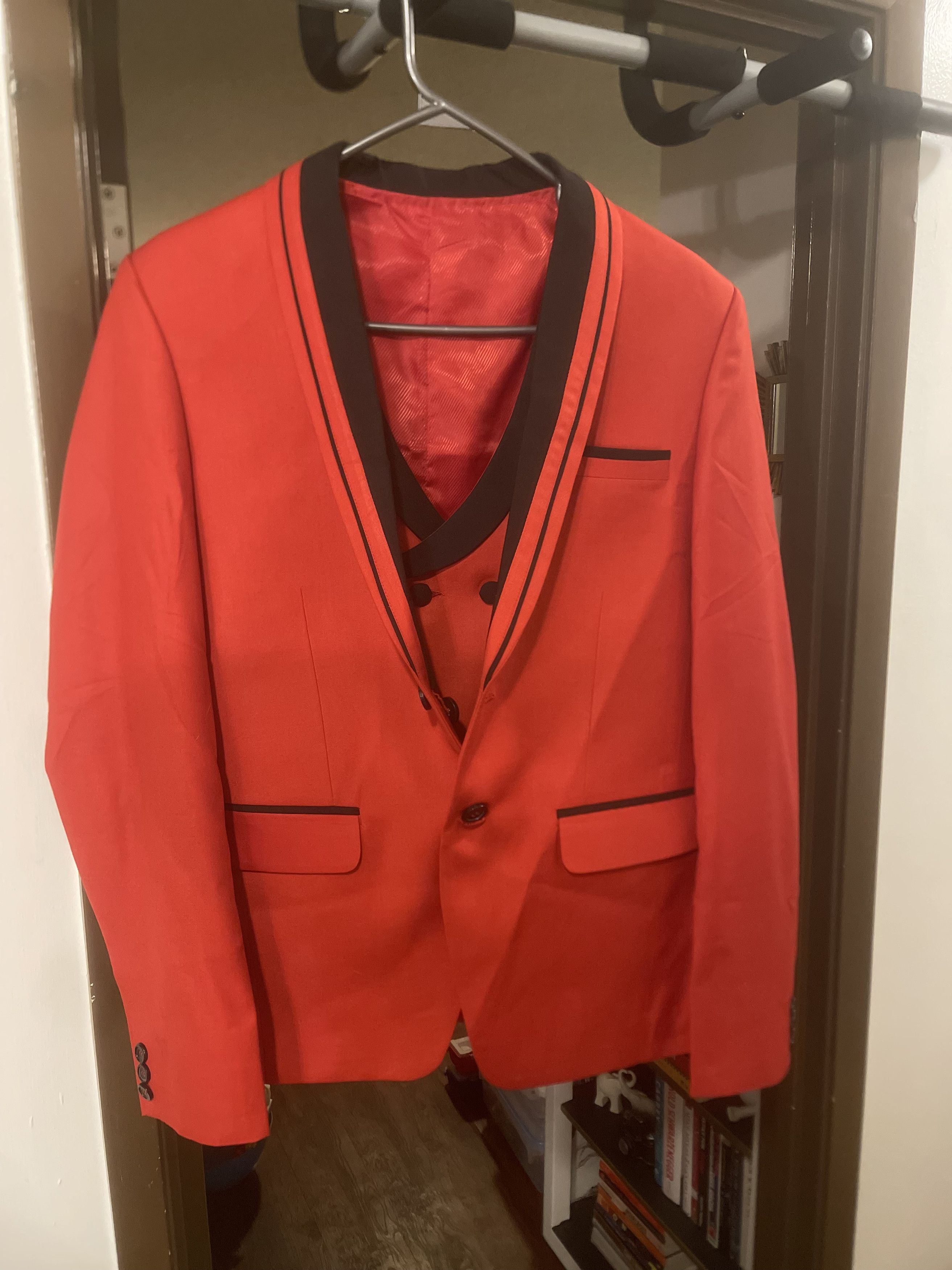 Other Custom Red Suit Jacket + Vest – Wedding / Prom / Formal Wear Size 36S - 1 Thumbnail
