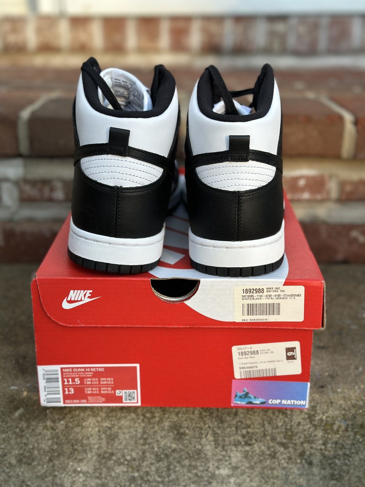 Nike Nike Dunk High Panda Black White (11.5M) Size US 11.5 / EU 44-45 - 4 Thumbnail