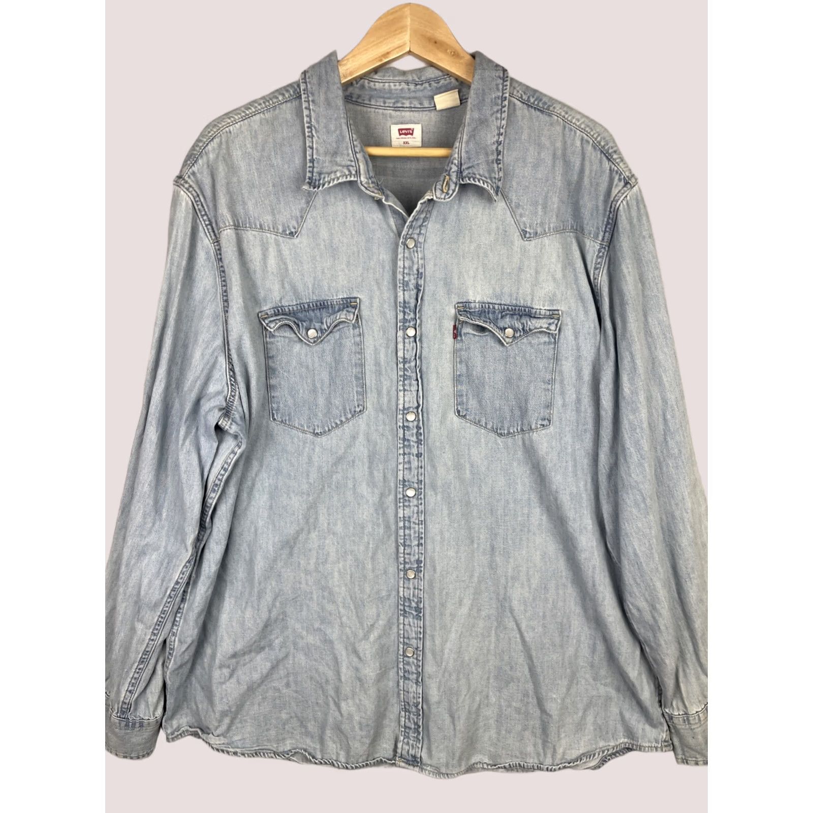 Levi's Levi's Pearl Snap Denim Shirt 2XL Blue Western Long Sleeve Button-Up Size US XXL / EU 58 / 5 - 1 Thumbnail