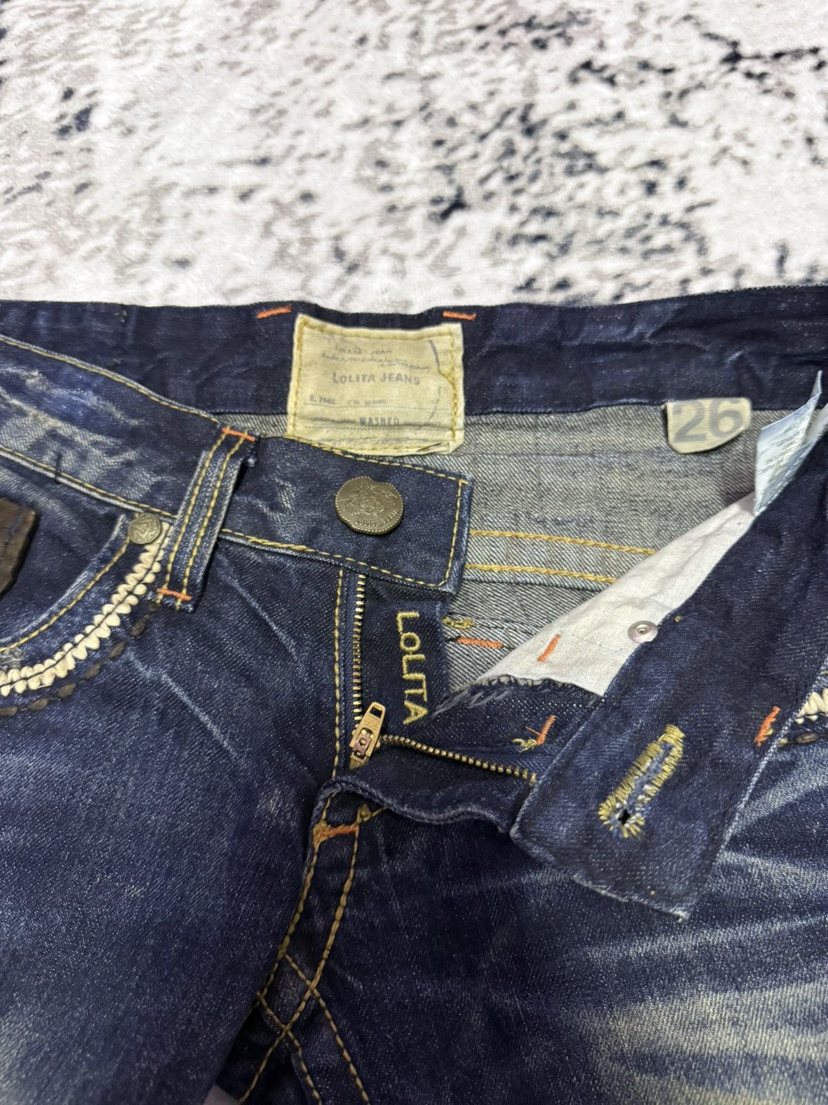 Japanese Brand Lolita Japan Low Rise Mud Wash Embellished Flare Jeans Size US 28 / EU 44 - 12 Thumbnail