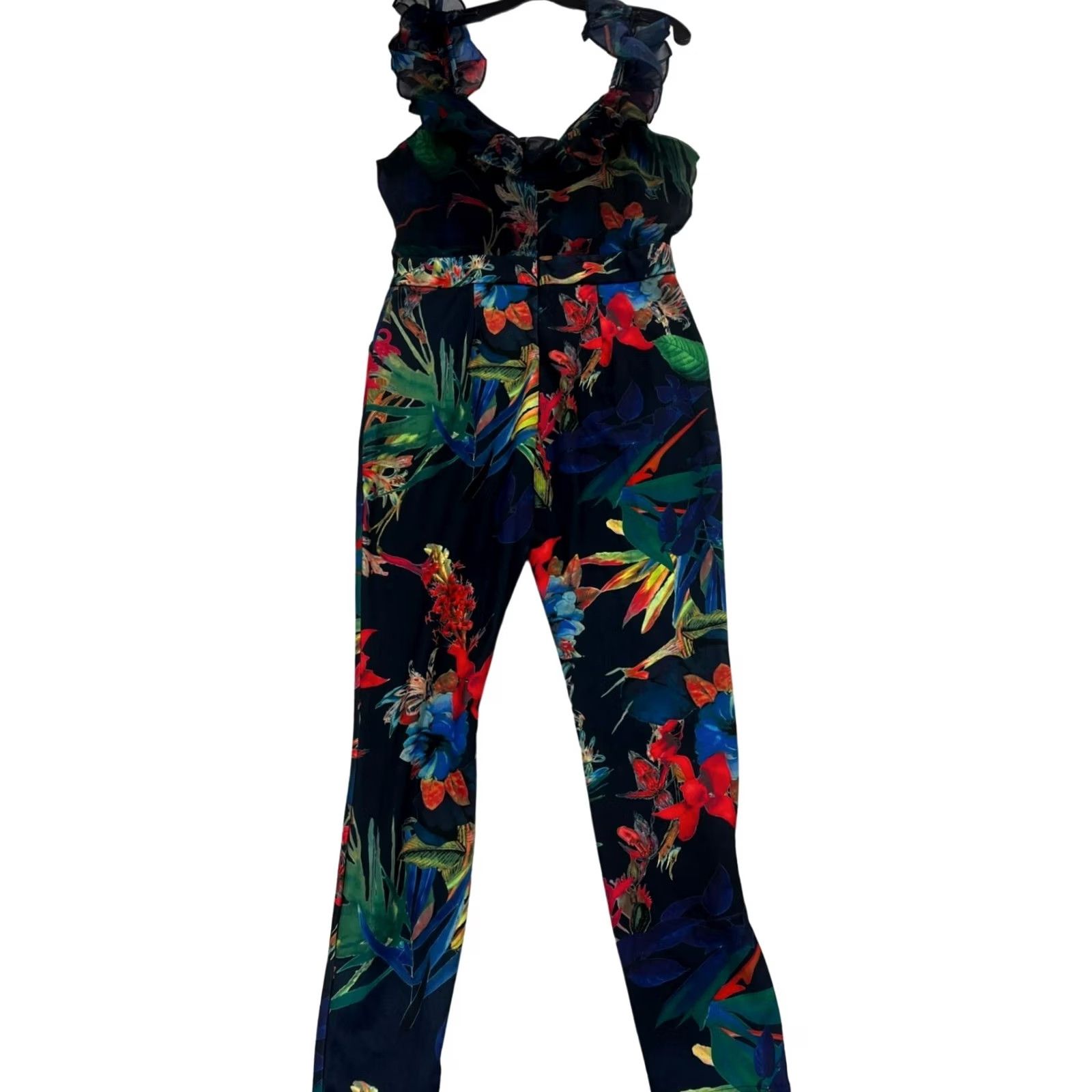 Fashion Nova VINTAGE? Women’s Fashion Nova Tropical Jumpsuit XL Navy One-Piece Womens Size 40" / US 18 - 2 Thumbnail