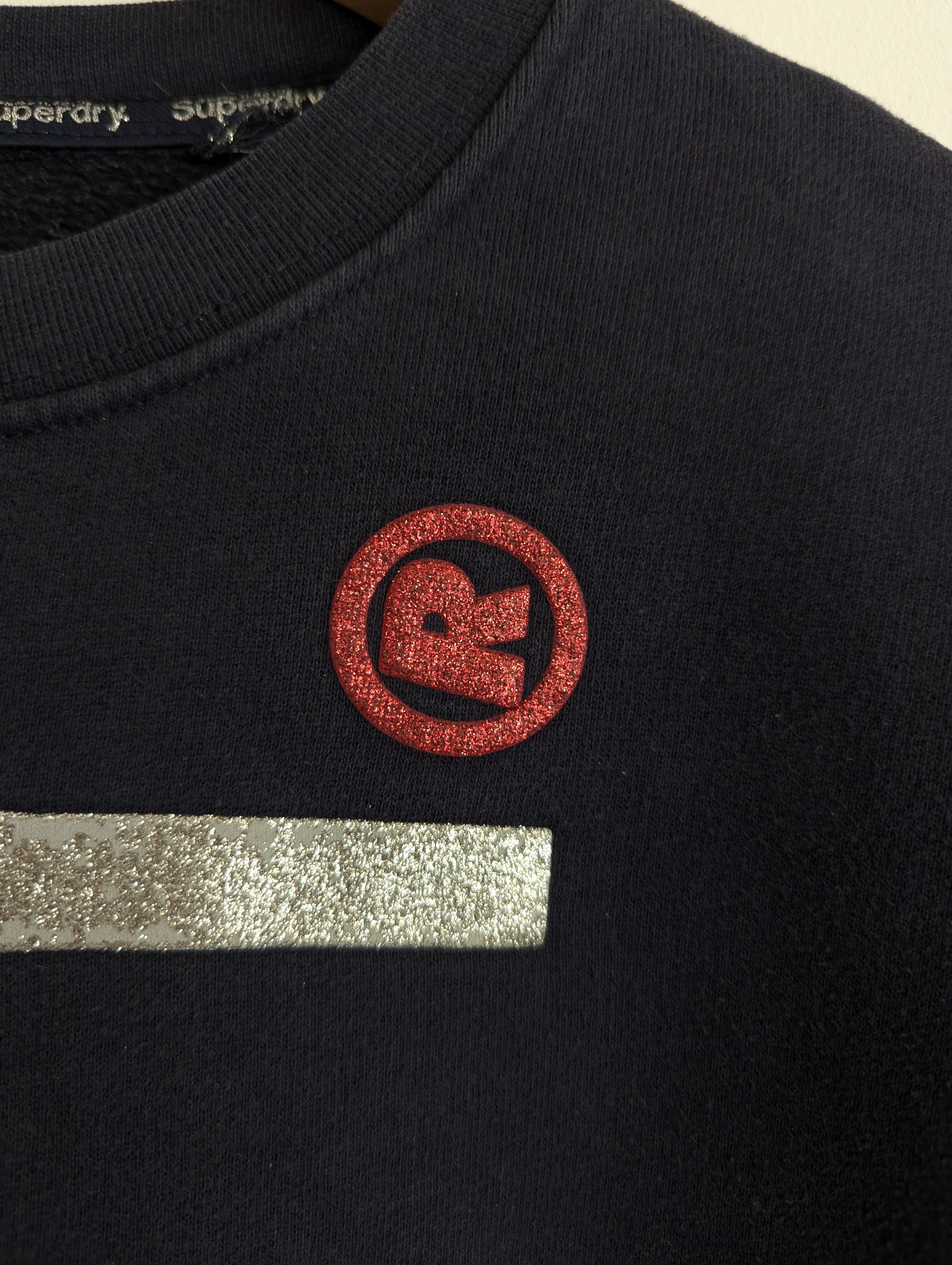 Superdry Superdry Cropped Logo Sweatshirt Navy Y2K 2000s Size L / US 10 / IT 46 - 4 Thumbnail