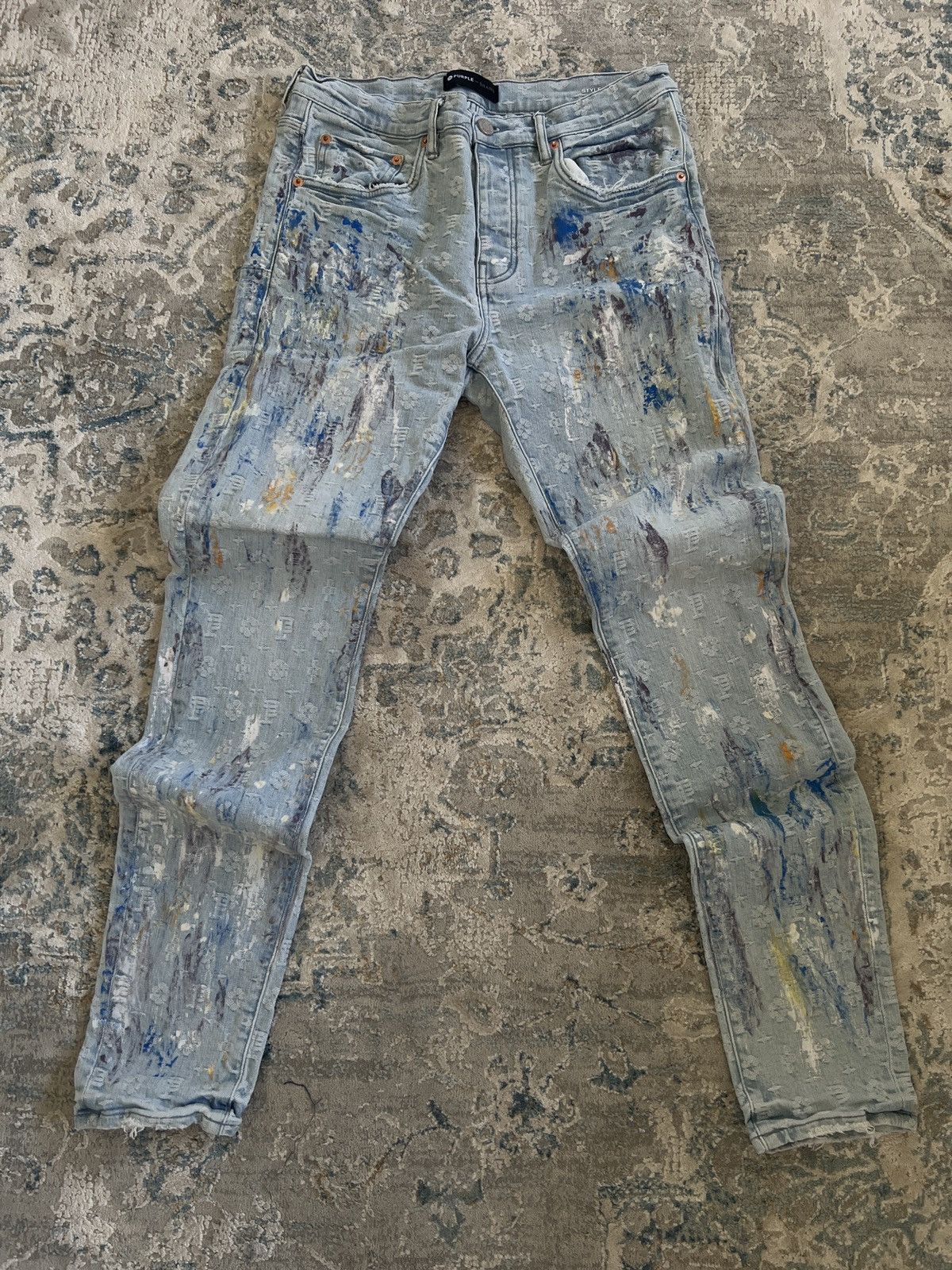 Purple Brand Purple Brand Monogram Painted Jeans Size US 33 - 2 Thumbnail