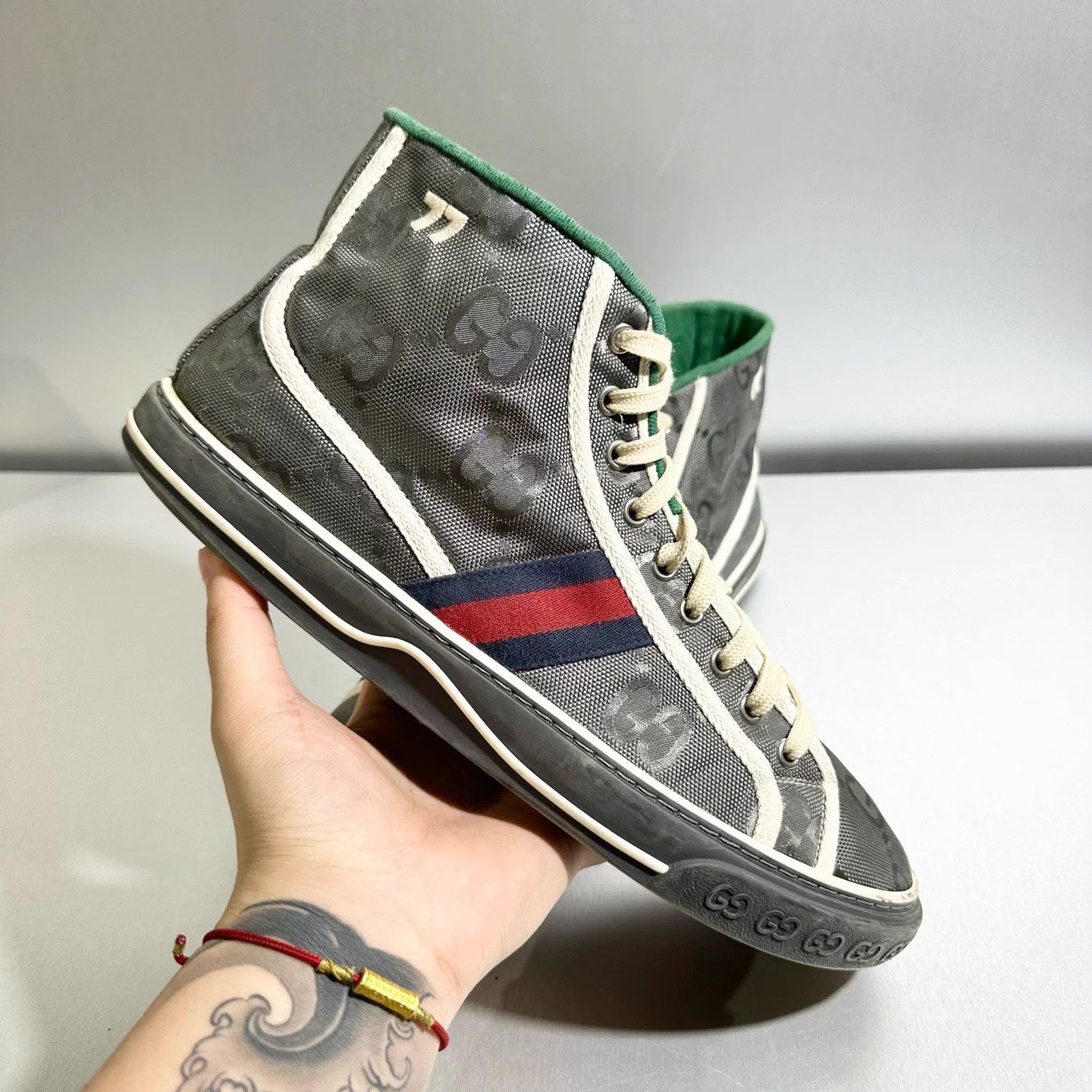 Gucci Gucci 1977 High Top Color Stripe Allover Sneaker 10/44 Size US 11 / EU 44 - 8 Thumbnail