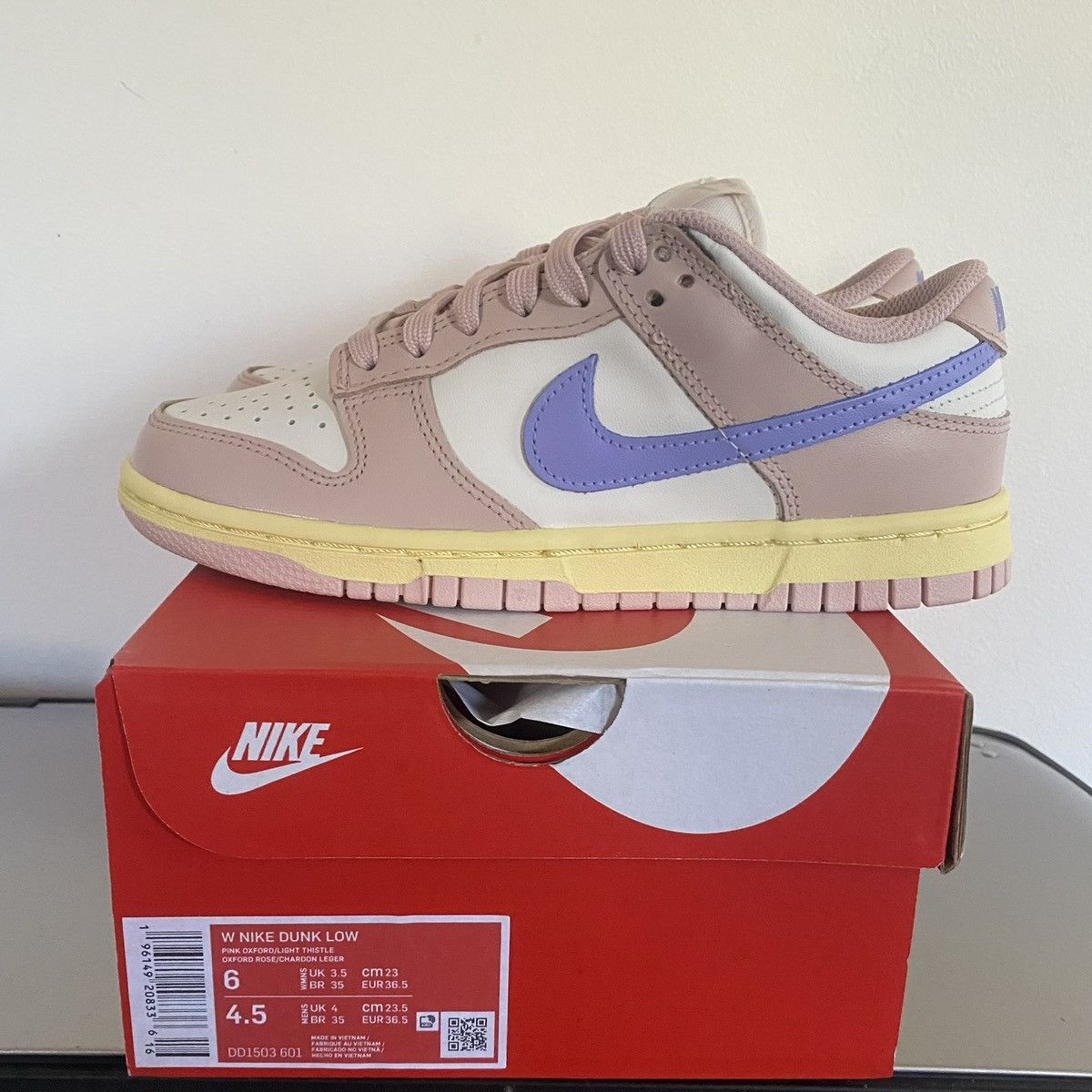 Nike Nike Dunk Low Pink Oxford Rose Athleisure DD1503-601 6 NEW Size US 6 / IT 36 - 3 Thumbnail