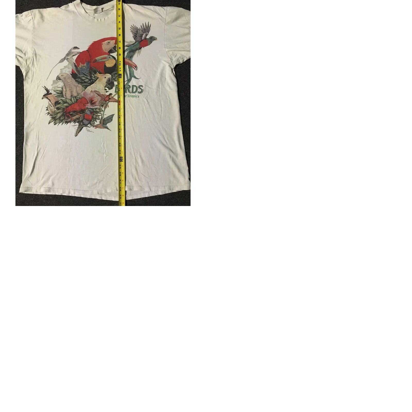 Vintage VINTAGE Birds Of The Tropics T-Shirt XL White Short Sleeve Stedman 80s 90s Grunge Distressed Single Stitch Nature Art Mens Size US XL / EU 56 / 4 - 9 Thumbnail