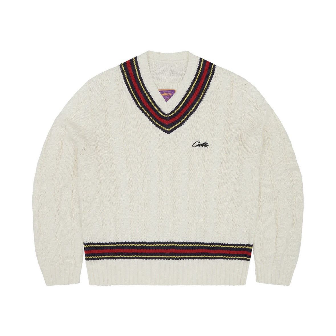 image of Corteiz Crtz Rtw Wimbledon Knit Sweater in White, Men's (Size Small)