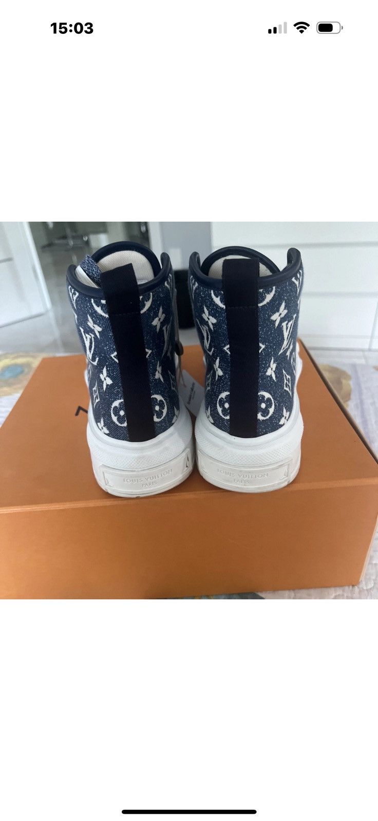 Louis Vuitton Louis Vuitton Squad Snickers Boot Monogram Denim NavyBlue Size US 8 / IT 38 - 17 Thumbnail