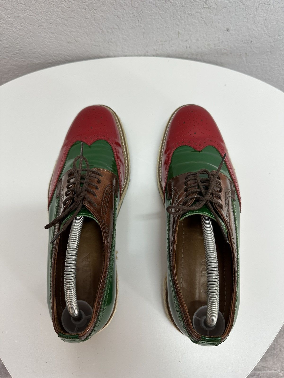 Prada PRADA Men’s Tri Color Brogue Patent Leather Derby Shoes Size US 9 / EU 42 - 7 Thumbnail