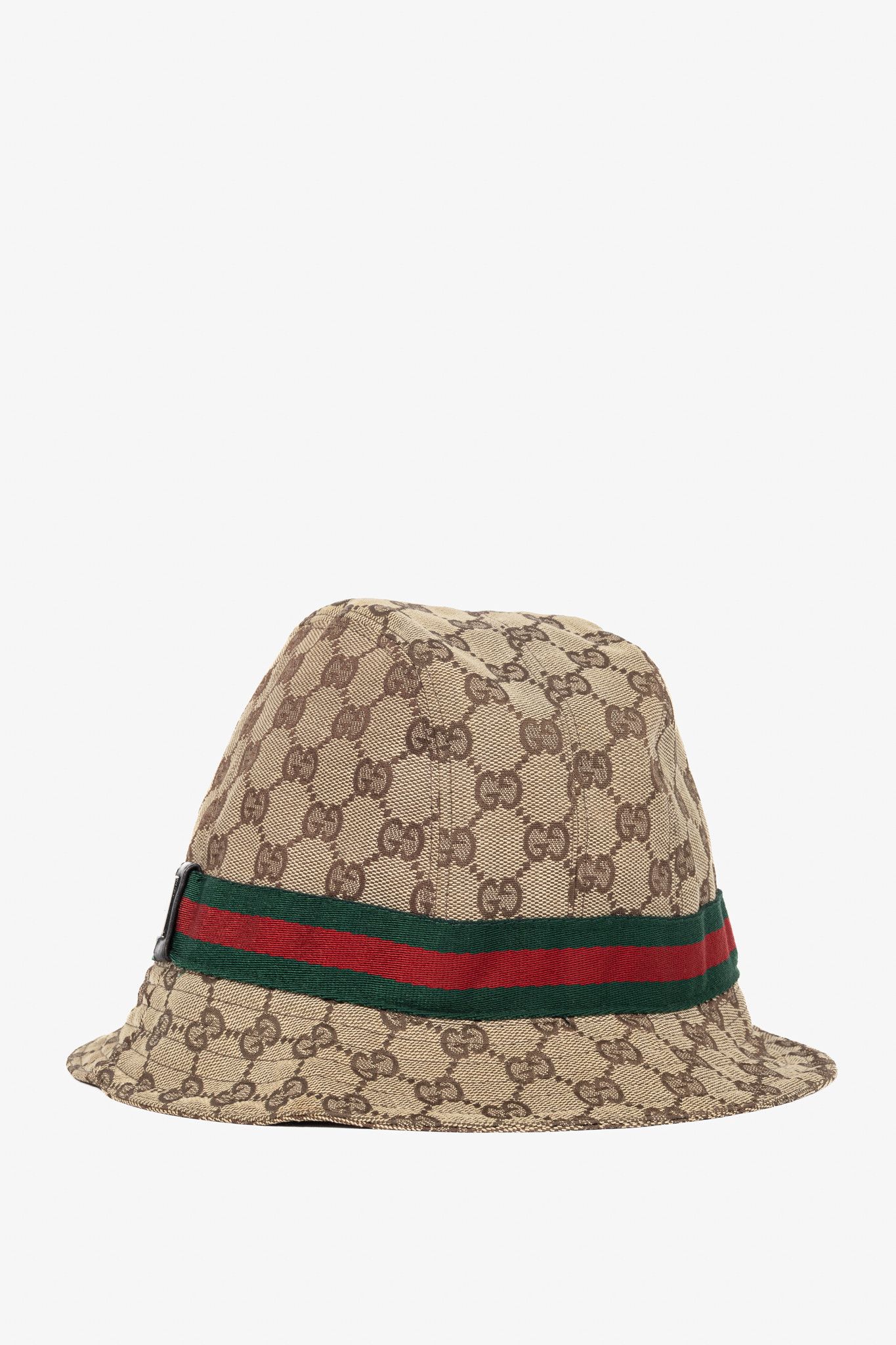 Gucci Gucci Beige & Ebony GG Canvas Web Bucket Hat Size ONE SIZE - 3 Thumbnail