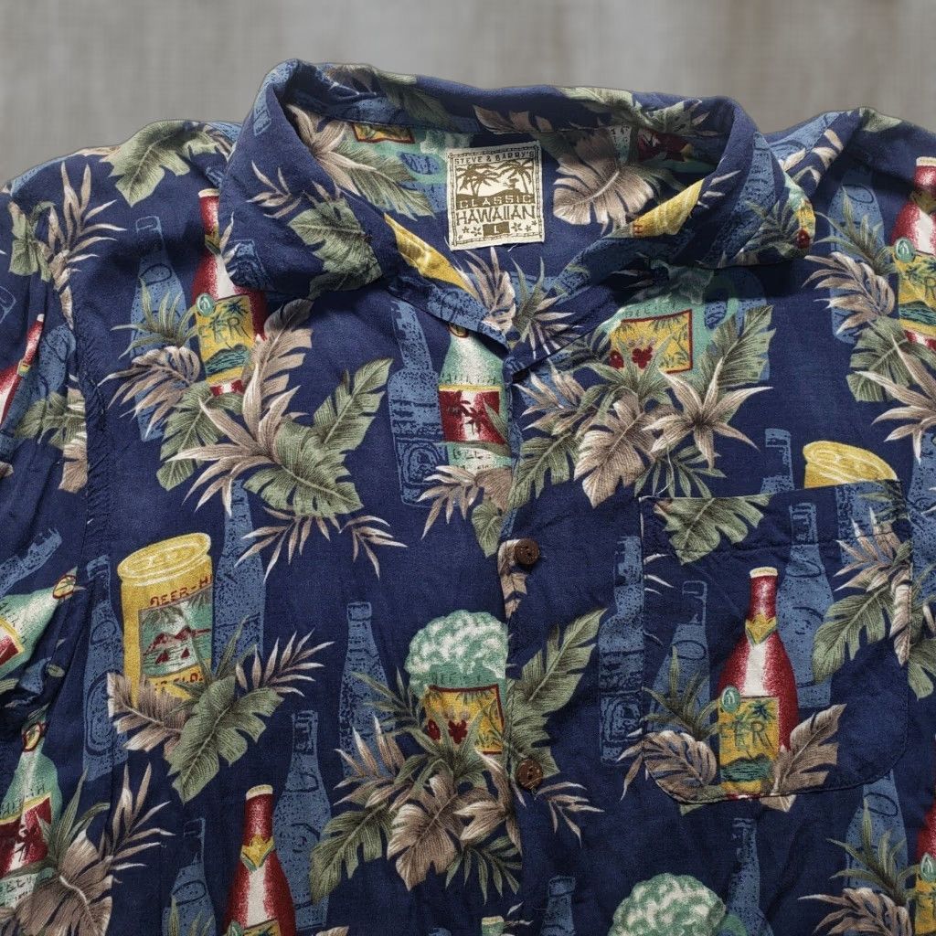 Vintage VINTAGE Steve & Barry's Hawaiian Shirt Blue Floral Beach Aloha Palms Adult Men's L Large Shirt Mens Blue Floral Hawaiian Theme 90s Size US L / EU 52-54 / 3 - 1 Thumbnail