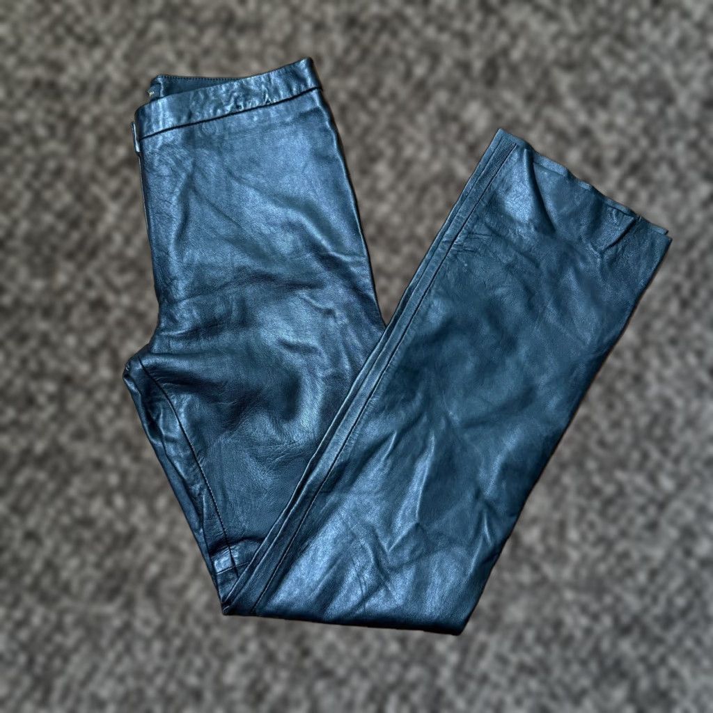 Bcbgmaxazria VINTAGE BCBGMAXAZRIA Pants Leather Bootcut Y2K Women's 4 Black, 28W Inseam 32, Flat Front, Zip, Dry Clean Only, Chic, Casual, Biker Lined Size 27" / US 4 / IT 40 - 1 Thumbnail