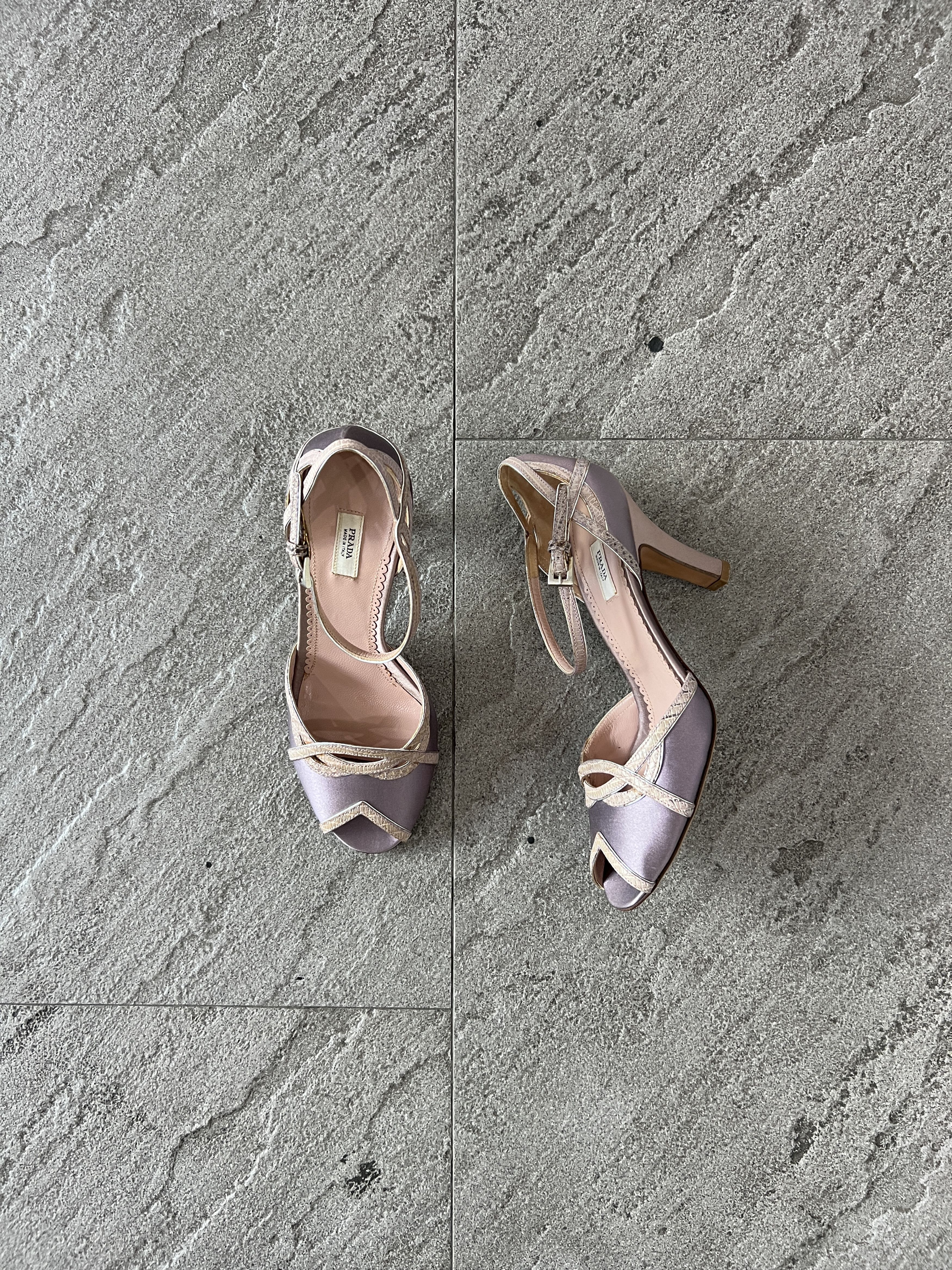 Prada Prada Satin Ankle Strap Heels Lavender Pink 35 Size US 5 / IT 35 - 1 Thumbnail