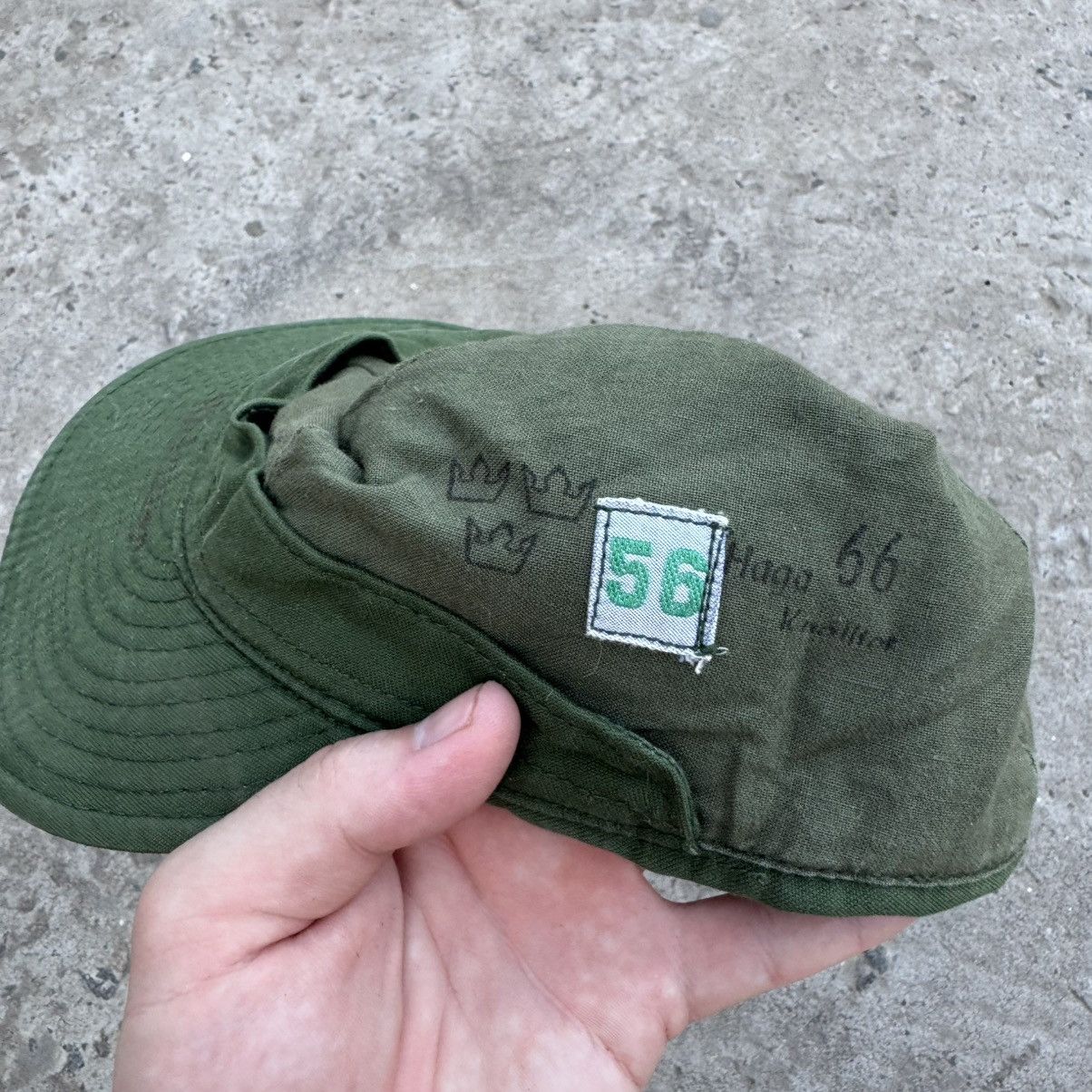 Designer Vintage Swedish Army Ear Flap Ear warmer Military Cap Hat 56 Size ONE SIZE - 6 Thumbnail