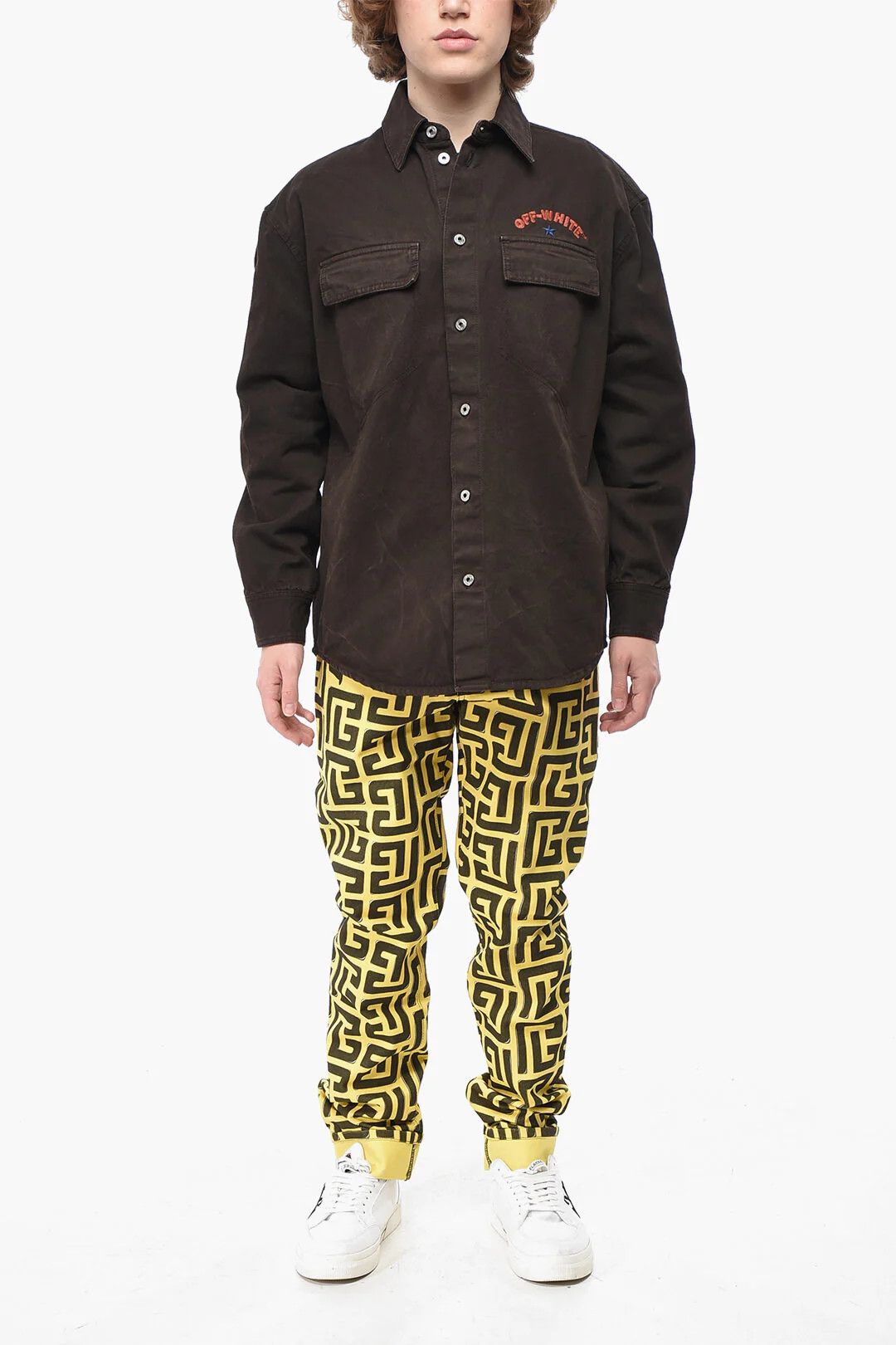 Off-White og1mm0526 Cotton Sahariana Overshirt in Brown Size US XS / EU 42 / 0 - 4 Thumbnail