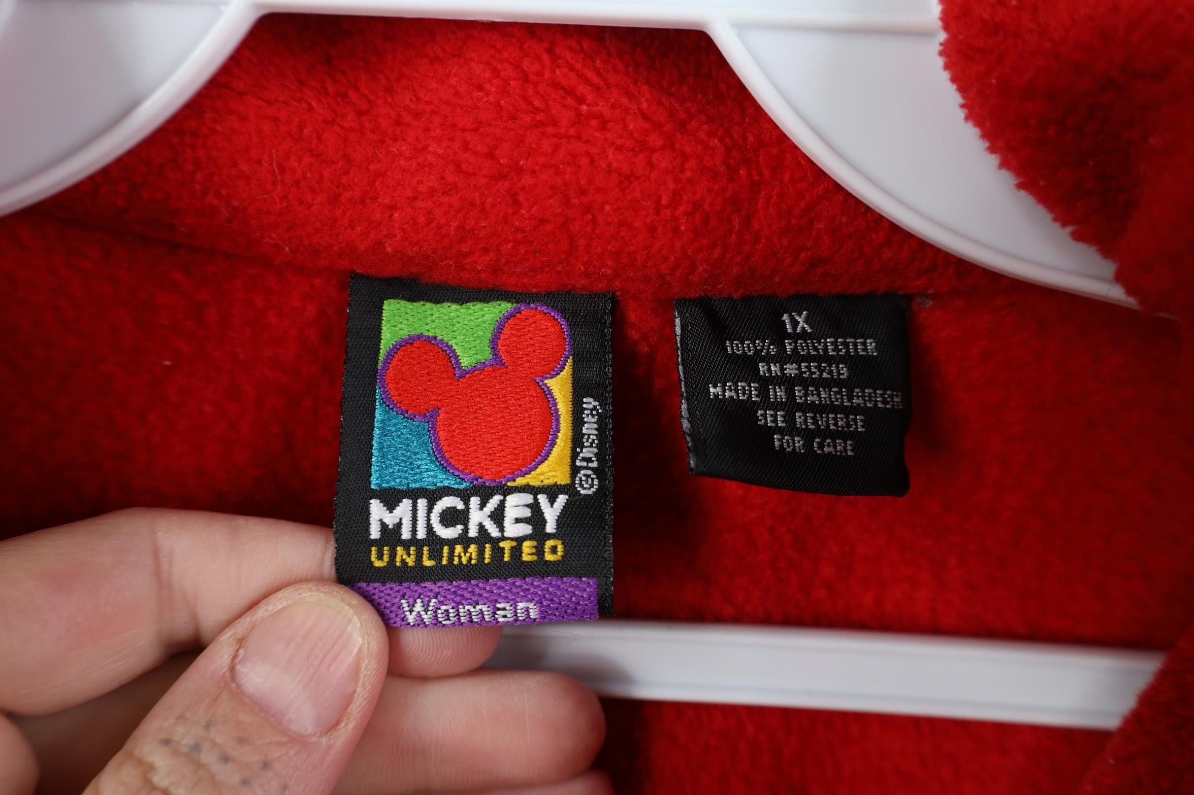 Disney Vintage 90s Disney Mickey Mouse 1/4 Zip Fleece Sweater Red Size XL / US 12-14 / IT 48-50 - 7 Thumbnail