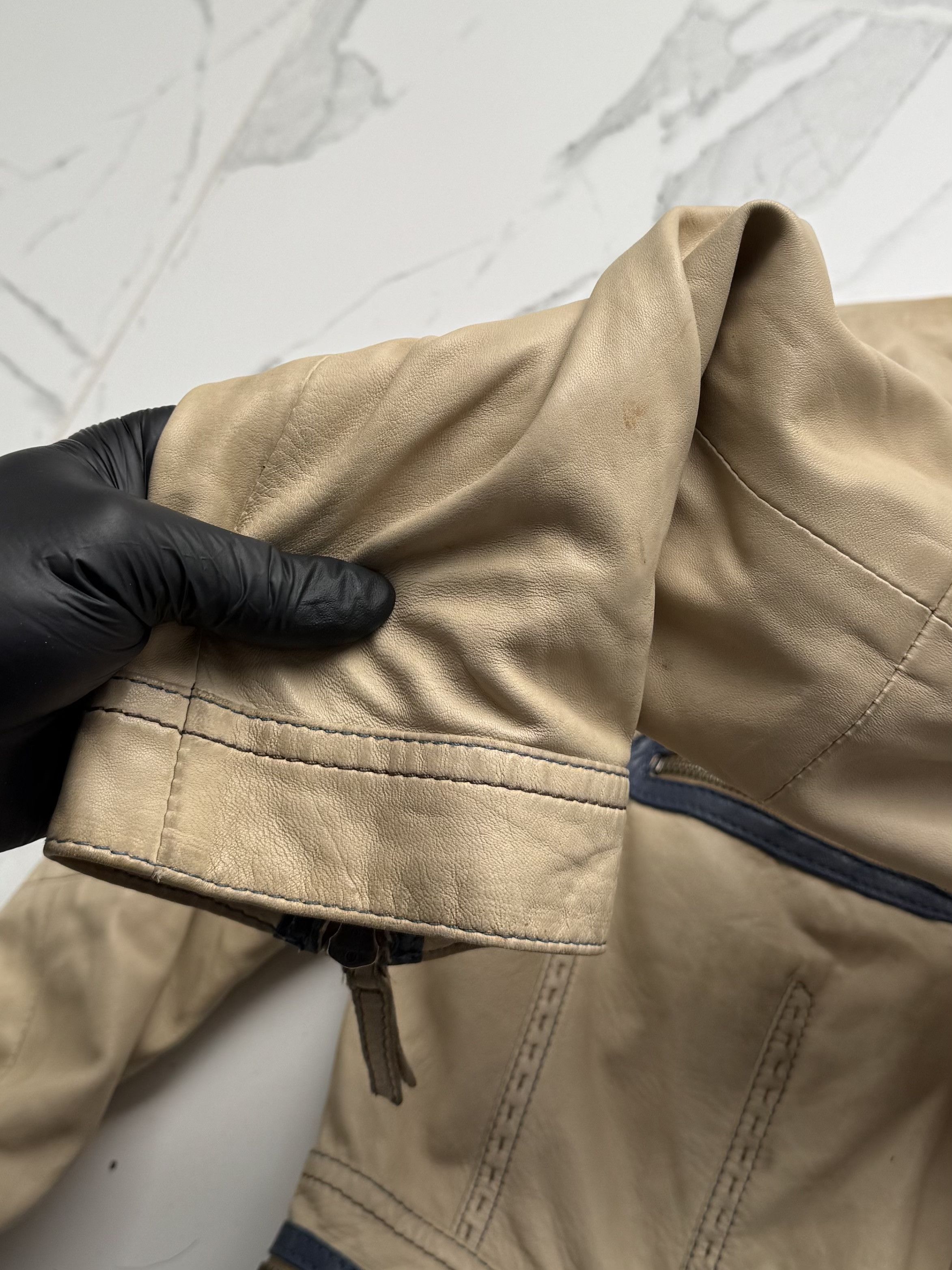 Genuine Leather Vintage Women's Beige Leather Jacket Button Up Casual Fitted Size M / US 6-8 / IT 42-44 - 7 Thumbnail