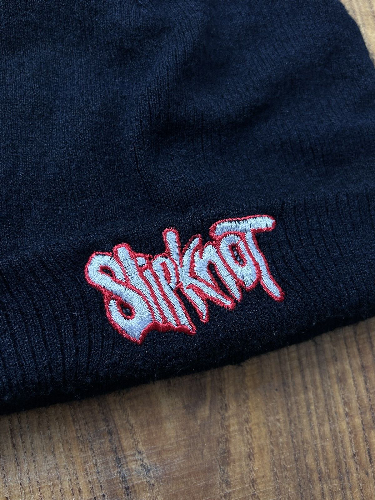 Band Tees Vintage Slipknot Band Embroidery Beanie Hat In Black Size ONE SIZE - 2 Thumbnail