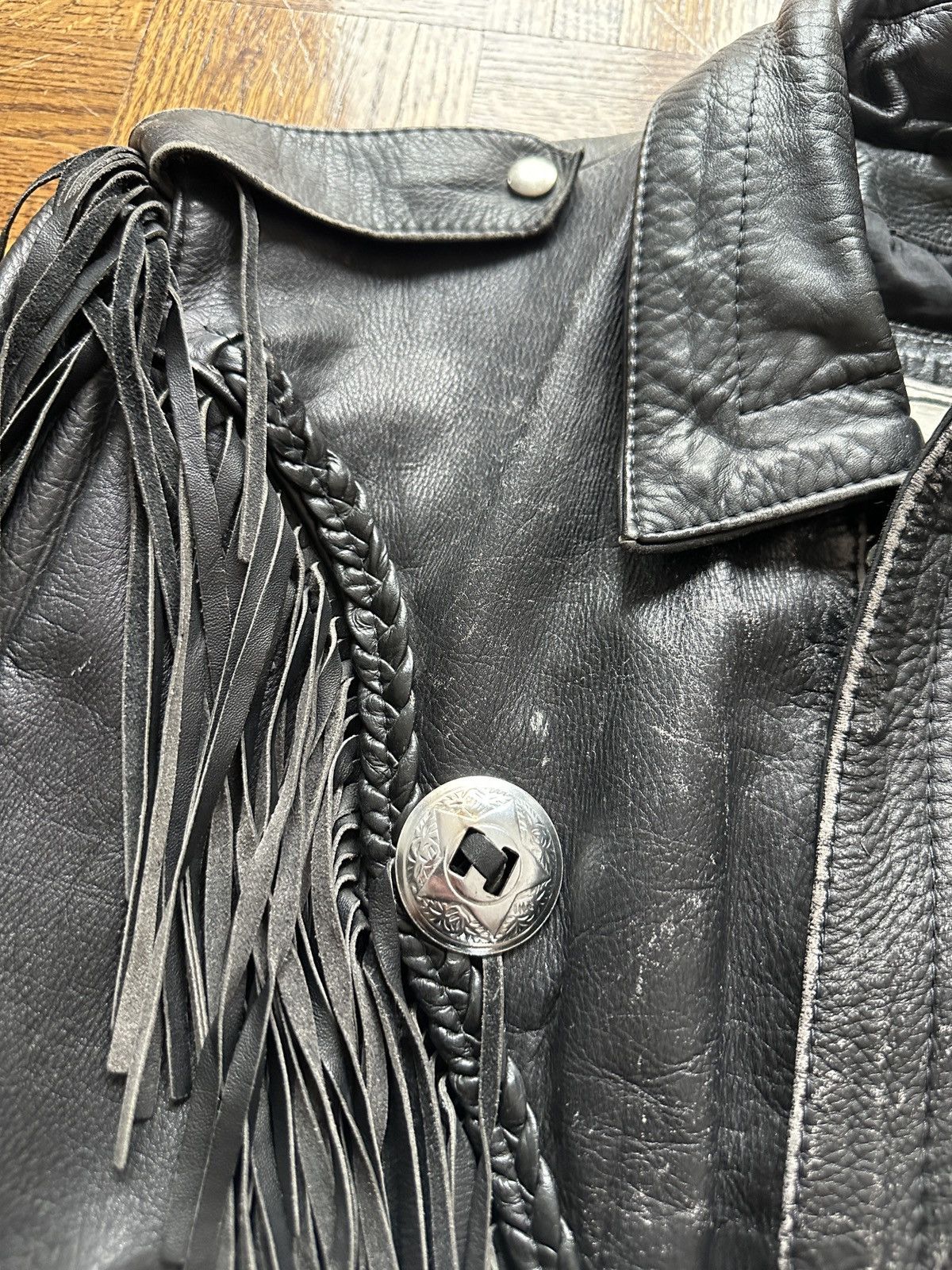 Route 66 Vintage 90s Tassel Fringe Leather Motorcycle Jacket Size US M / EU 48-50 / 2 - 6 Thumbnail