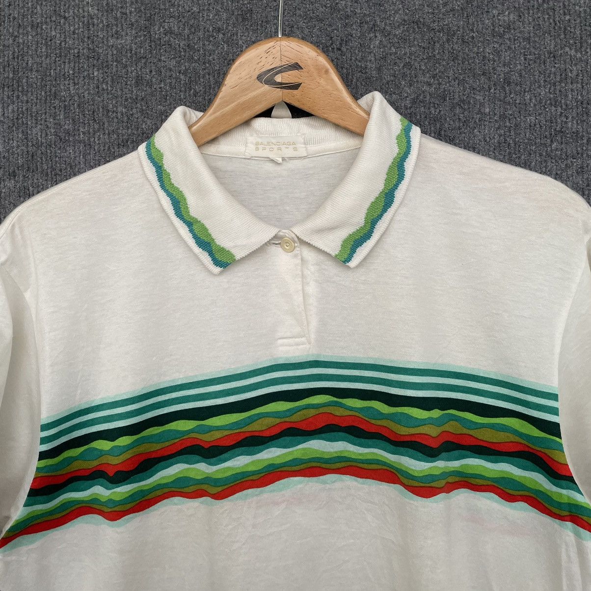 Balenciaga × Vintage Vintage Balenciaga Stripes Polo Shirt Size US M / EU 48-50 / 2 - 2 Thumbnail